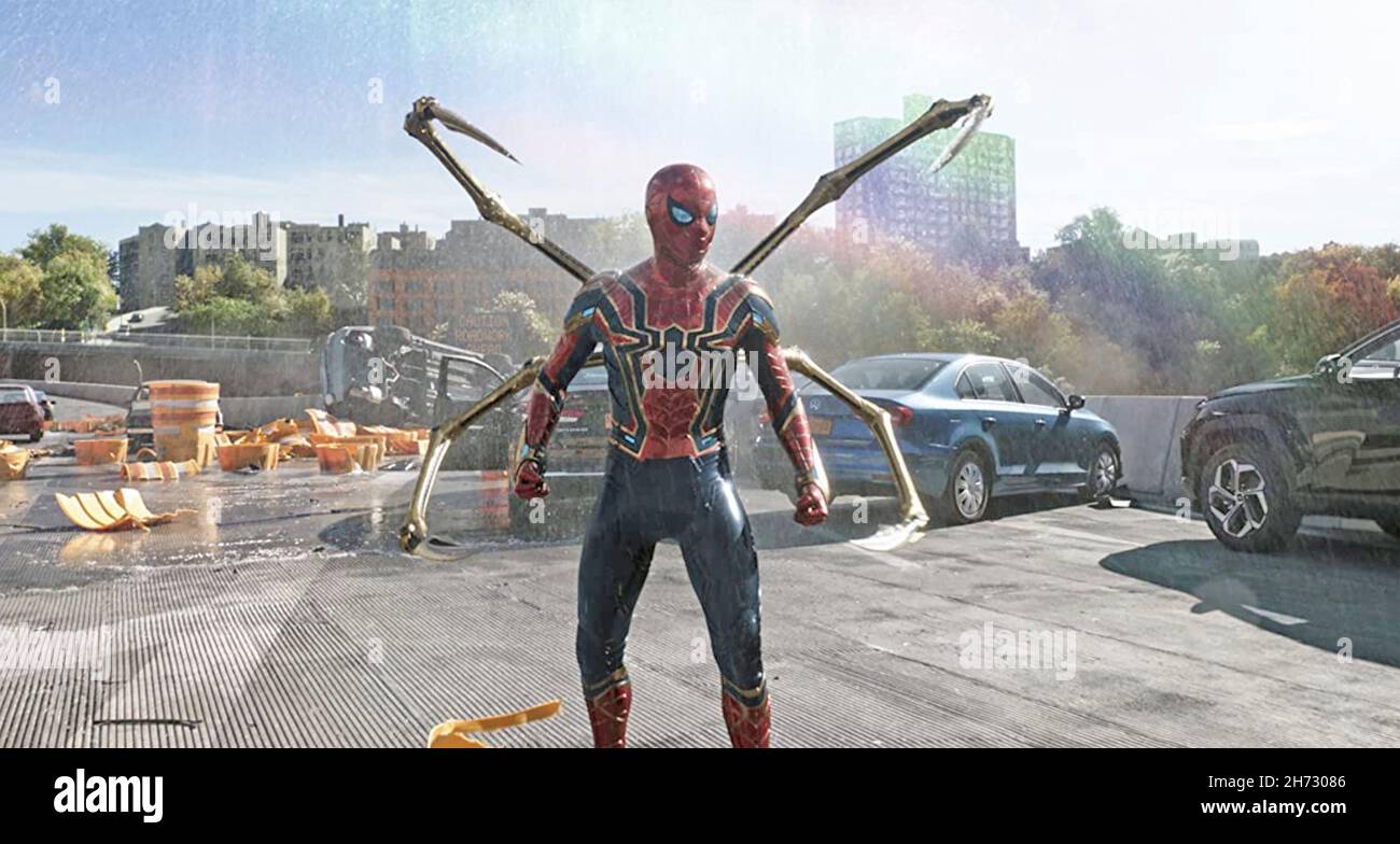 SPIDER-MAN: NO WAY HOME 2021 Marvel/Sony Picters veröffentlichen Film mit Tom Holland als Peter Parker/Spider-man Stockfoto
