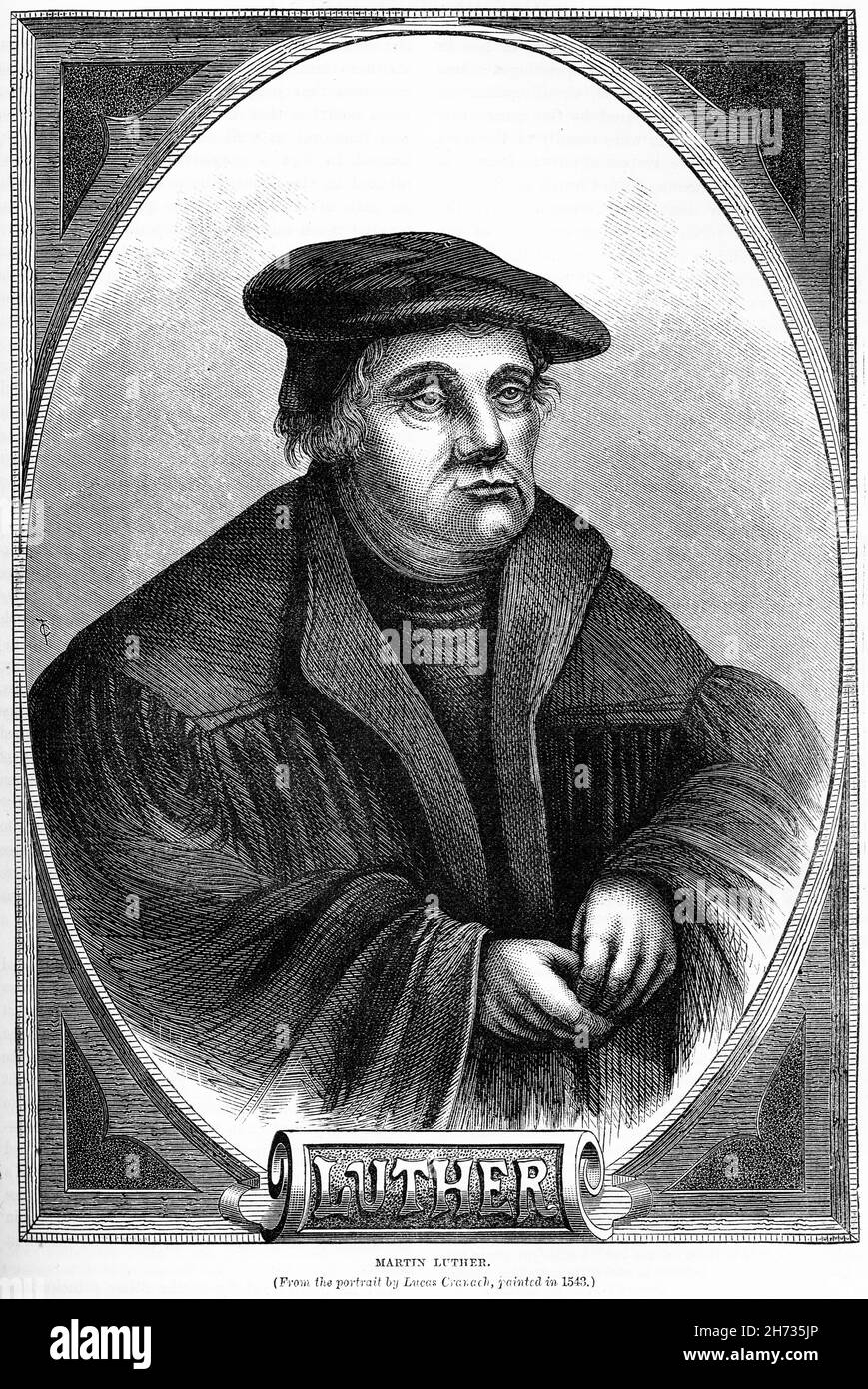 Stich von Martin Luther, Reformer Stockfoto