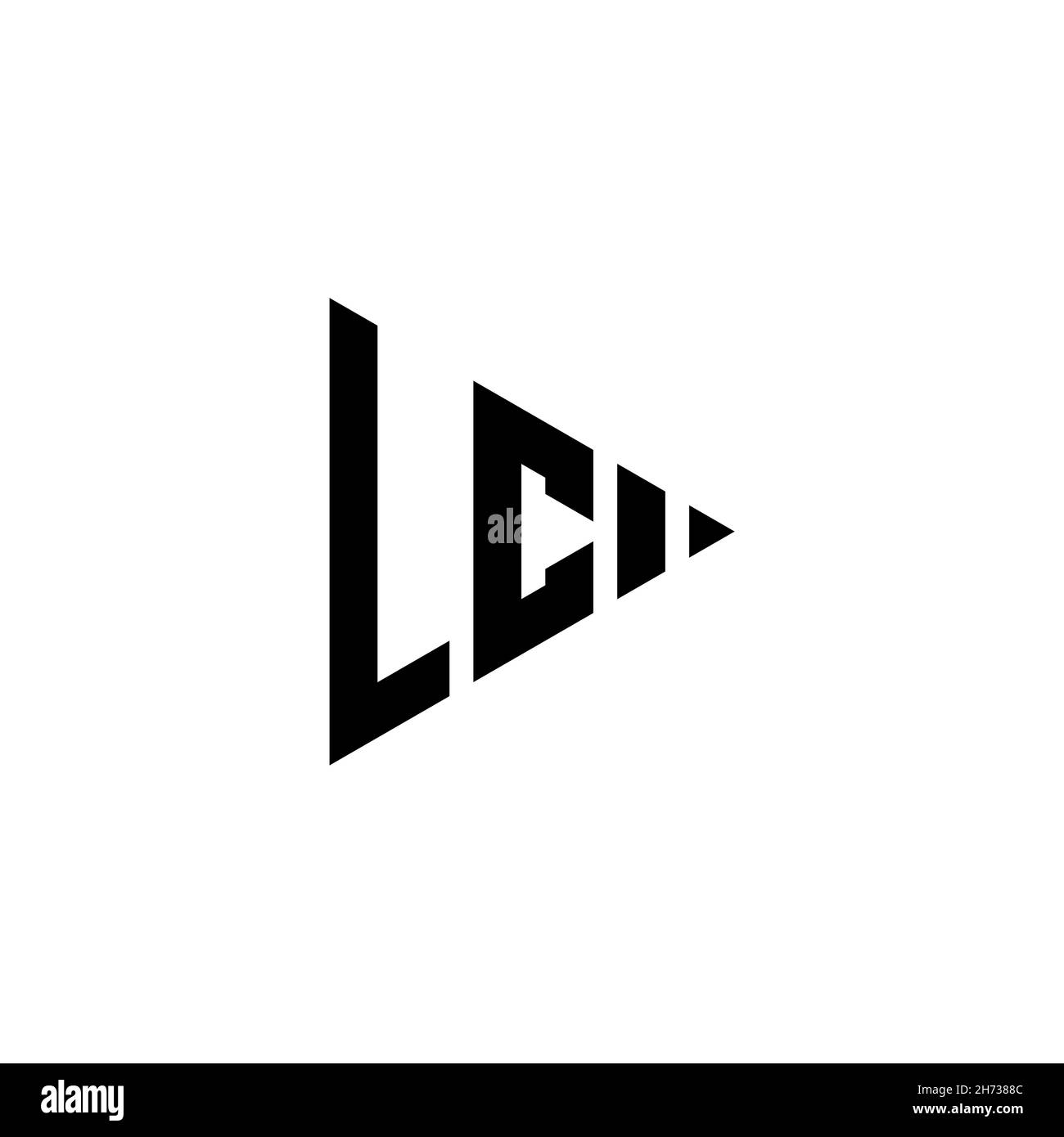 LC-Monogramm-Logo mit Dreieck-Play-Button-Form auf isoliertem Hintergrund. Dreieck-Monogramm-Logo, Dreieck spielen Logo Buchstaben. Stock Vektor