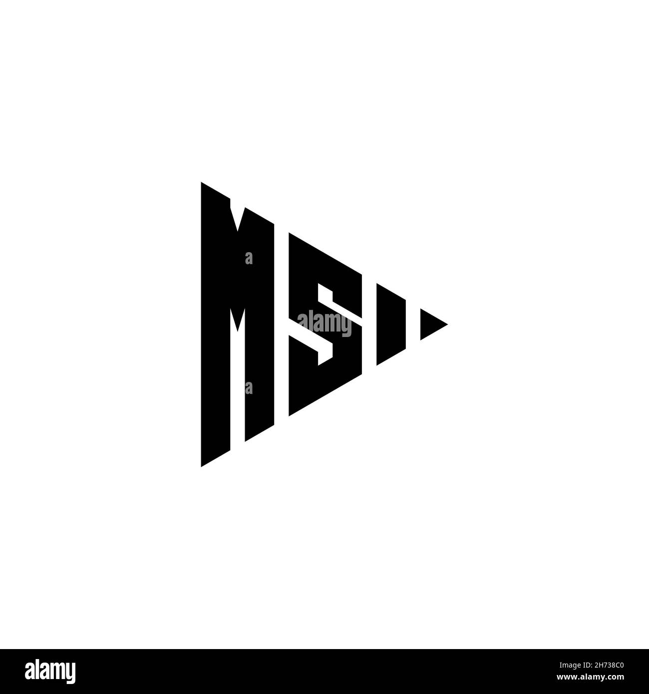 MS Monogram Logo-Buchstabe mit Dreieck-Play-Taste Form Stil auf isoliertem Hintergrund. Dreieck-Monogramm-Logo, Dreieck spielen Logo Buchstaben. Stock Vektor