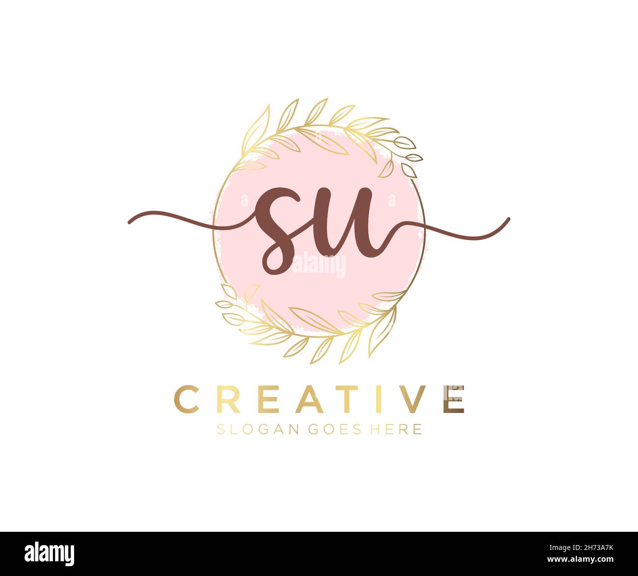 SU feminines Logo. Verwendbar für Natur, Salon, Spa, Kosmetik und Beauty Logos. Flaches Vektor-Logo-Design-Template-Element. Stock Vektor