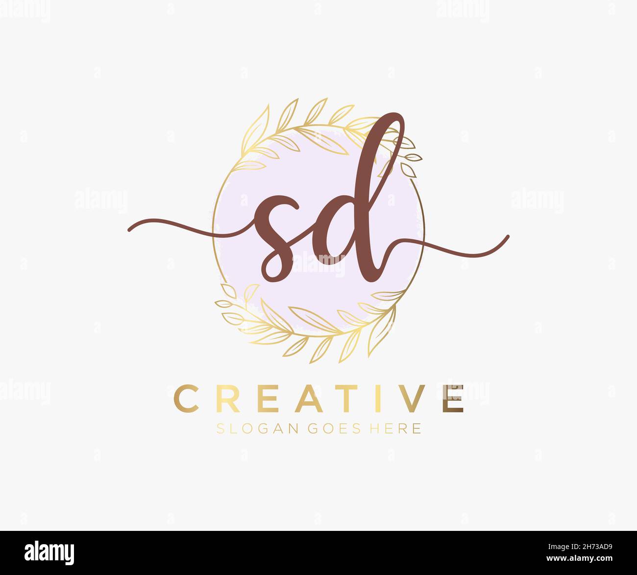 Feminines SD-Logo. Verwendbar für Natur, Salon, Spa, Kosmetik und Beauty Logos. Flaches Vektor-Logo-Design-Template-Element. Stock Vektor