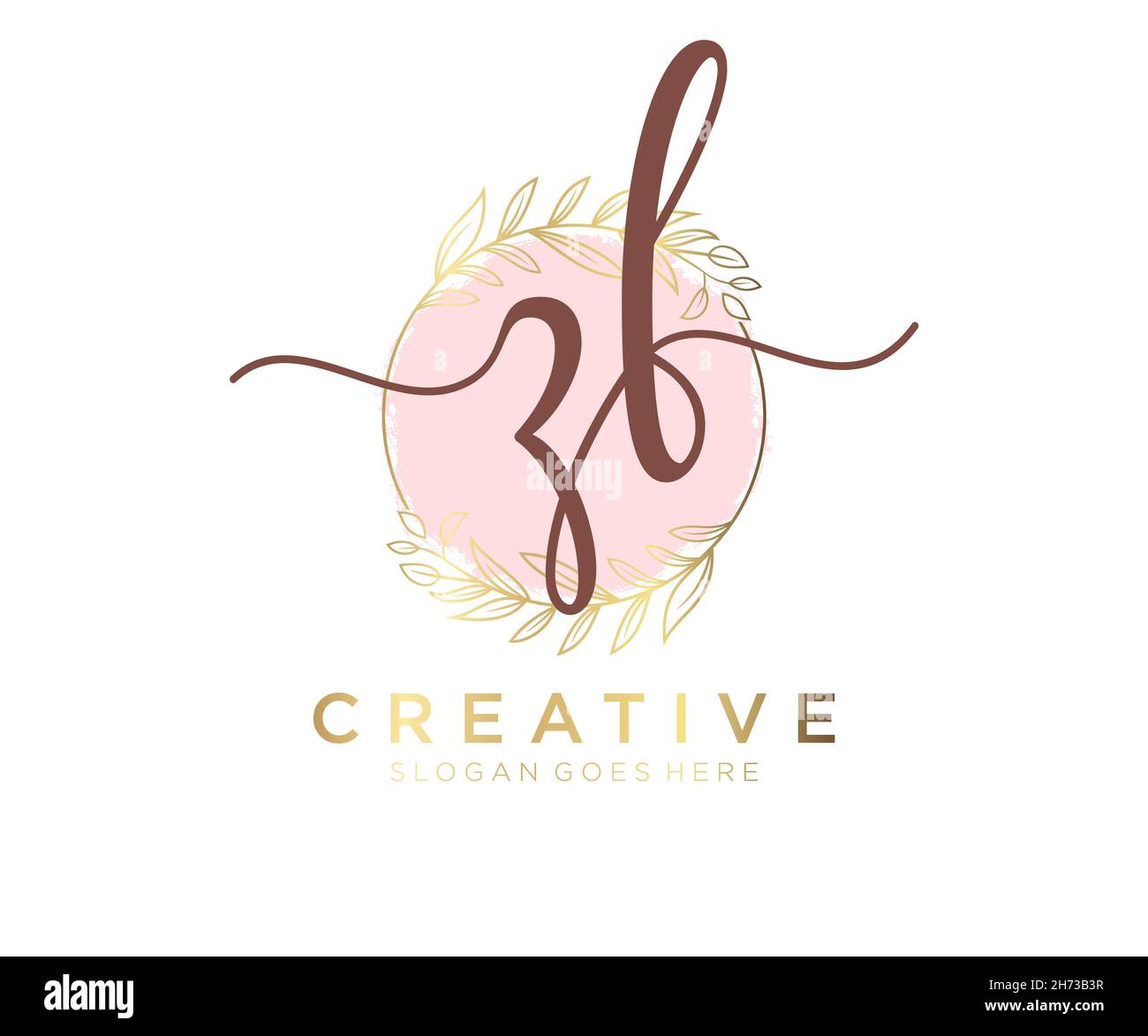 ZF feminines Logo. Verwendbar für Natur, Salon, Spa, Kosmetik und Beauty Logos. Flaches Vektor-Logo-Design-Template-Element. Stock Vektor