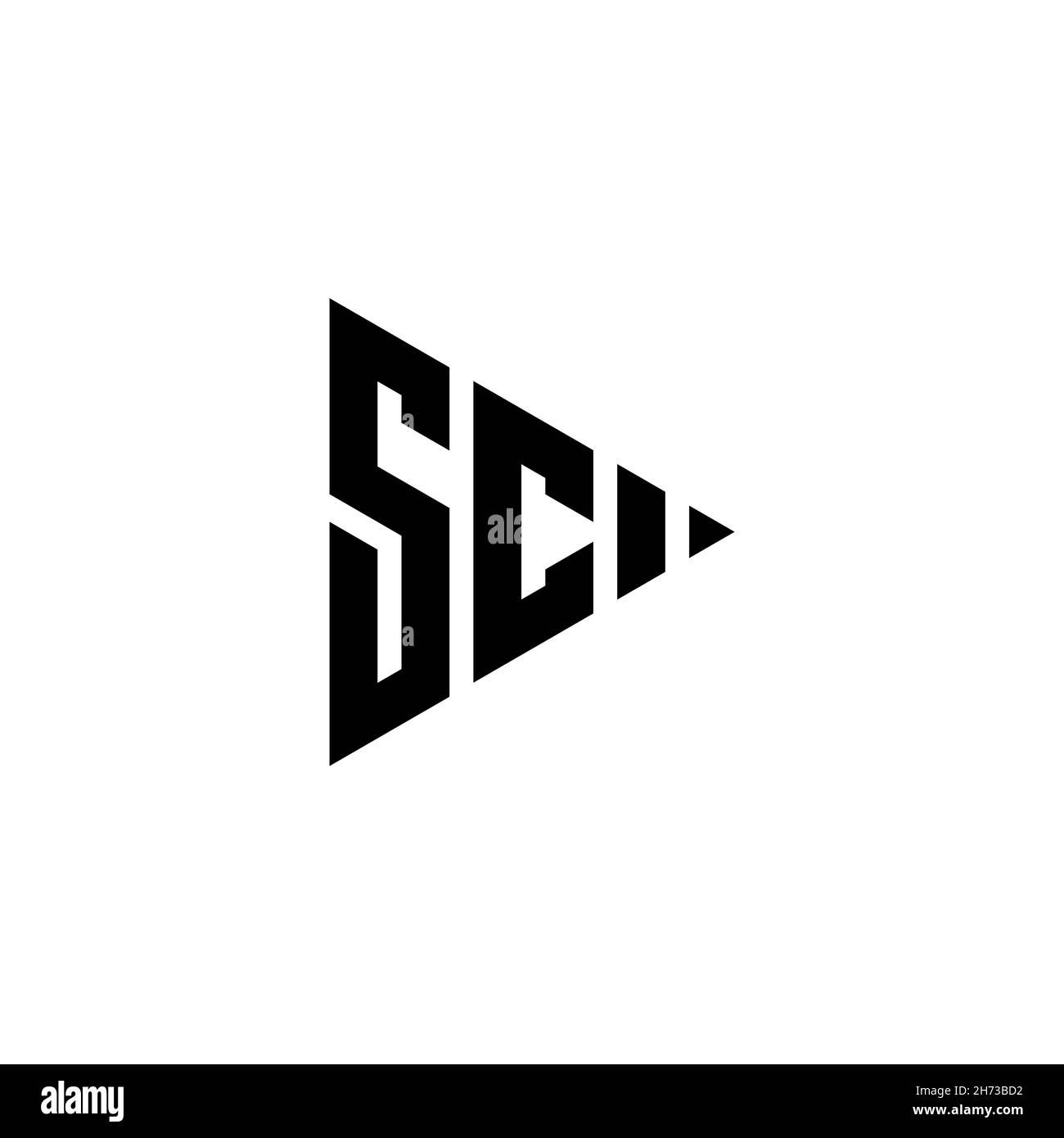 SC Monogram-Logo mit Triangle Play Button-Form auf isoliertem Hintergrund. Dreieck-Monogramm-Logo, Dreieck spielen Logo Buchstaben. Stock Vektor