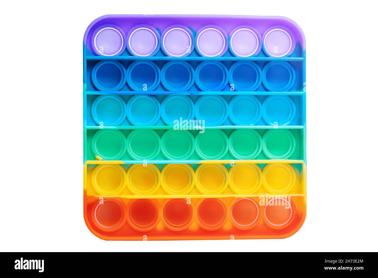 Silikon Spielzeug Regenbogen Farbe isoliert auf weißem Hintergrund Stockfoto