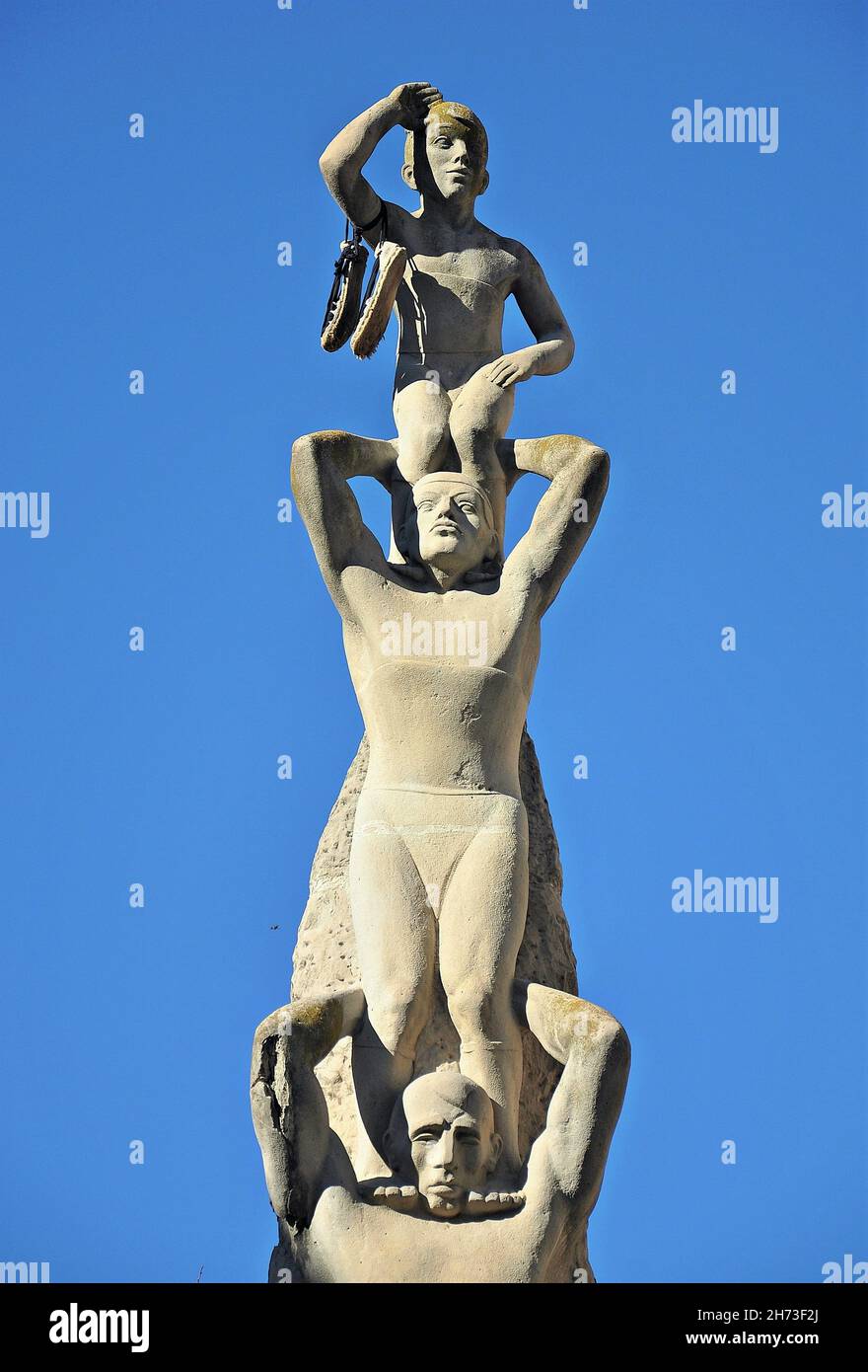 Denkmal für die Castellers de Vilafranca del Panadés der Provinz Alto Panades in Barcelona, Katalonien, Spanien Stockfoto