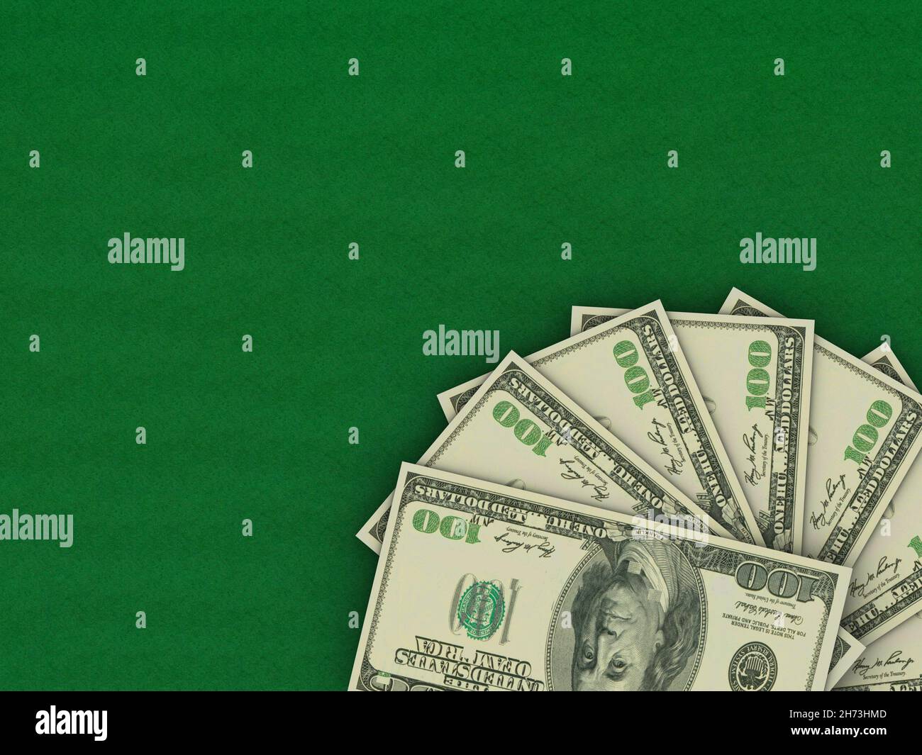 Geldbanknots grün Filz 100 hundert Dollar Platz für Ihren Text Stockfoto
