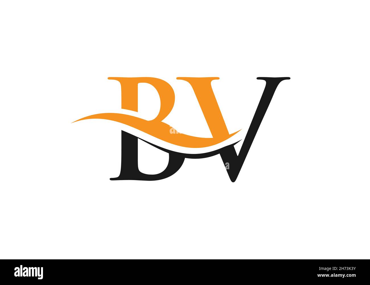 Water Wave BV Logo-Vektor. Swoosh Letter BV Logo Design für Geschäfts- und Firmenidentität. Stock Vektor