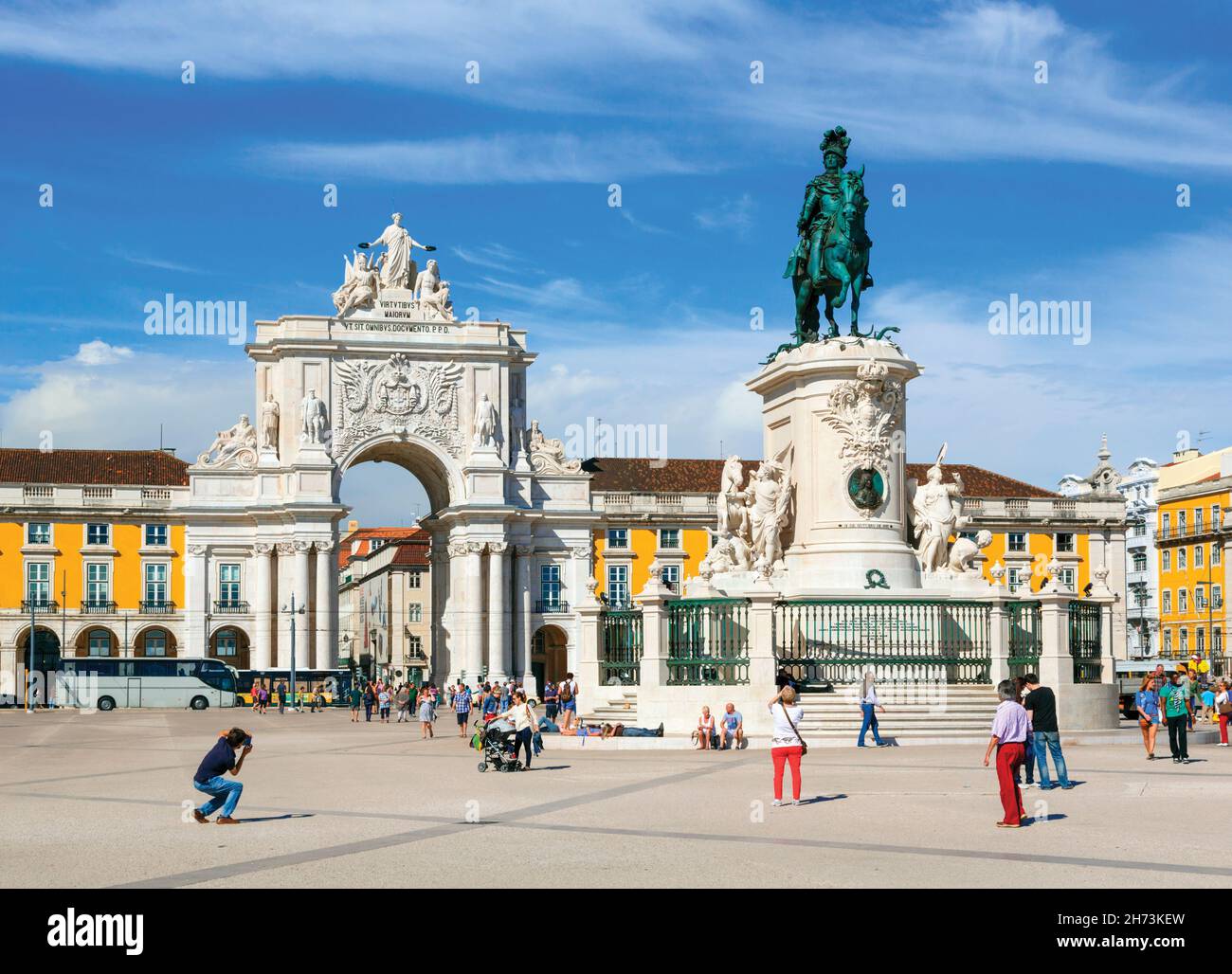 Lissabon, Portugal. Praca do Comercio oder Commerce Square. Es ist auch bekannt als Terreiro do Paco, oder Palace Square nach dem Königspalast, der stand t Stockfoto