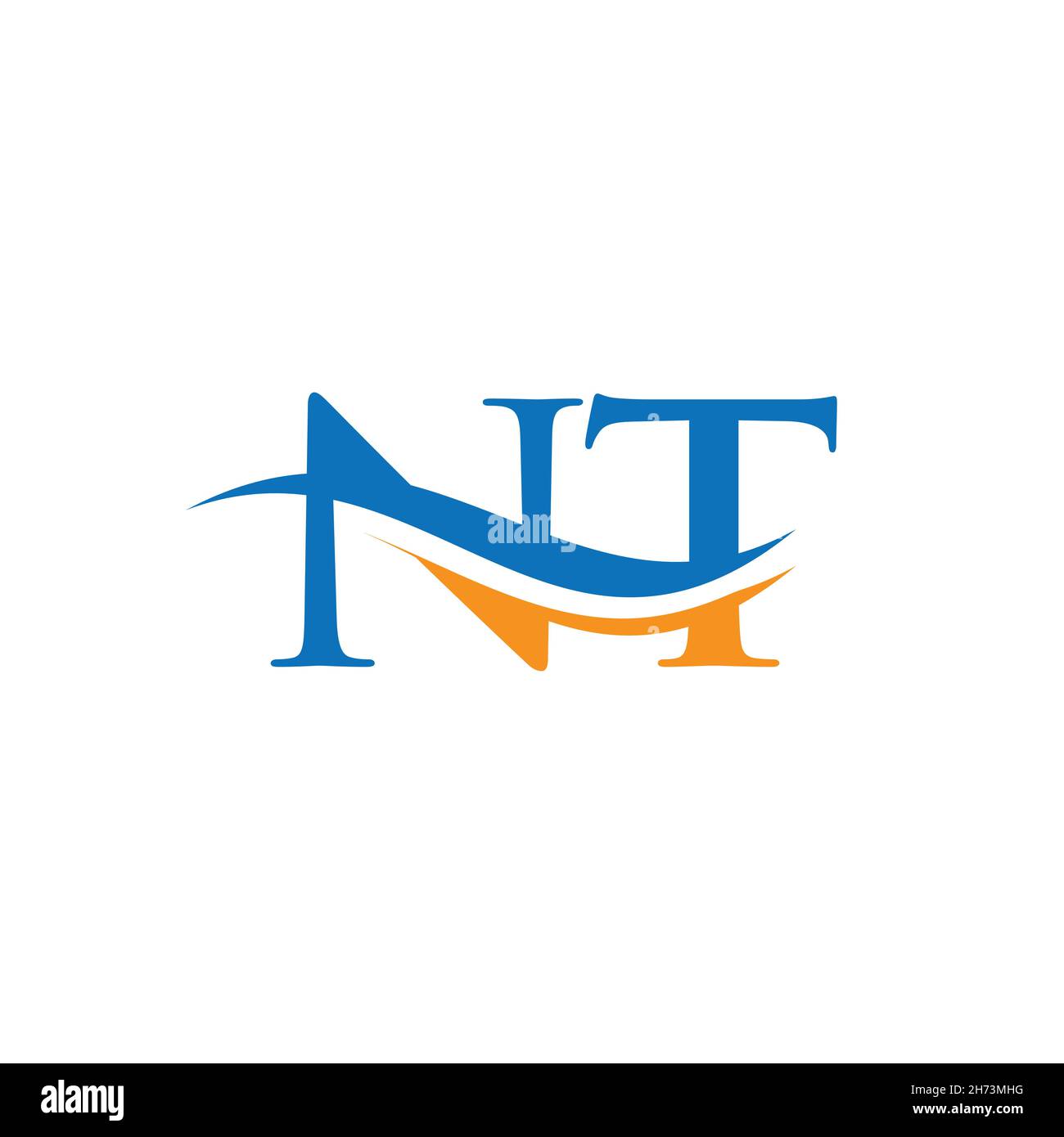 Design-Vektor für NT-Logo. Swoosh NT-Logo mit Schriftzug Stock Vektor