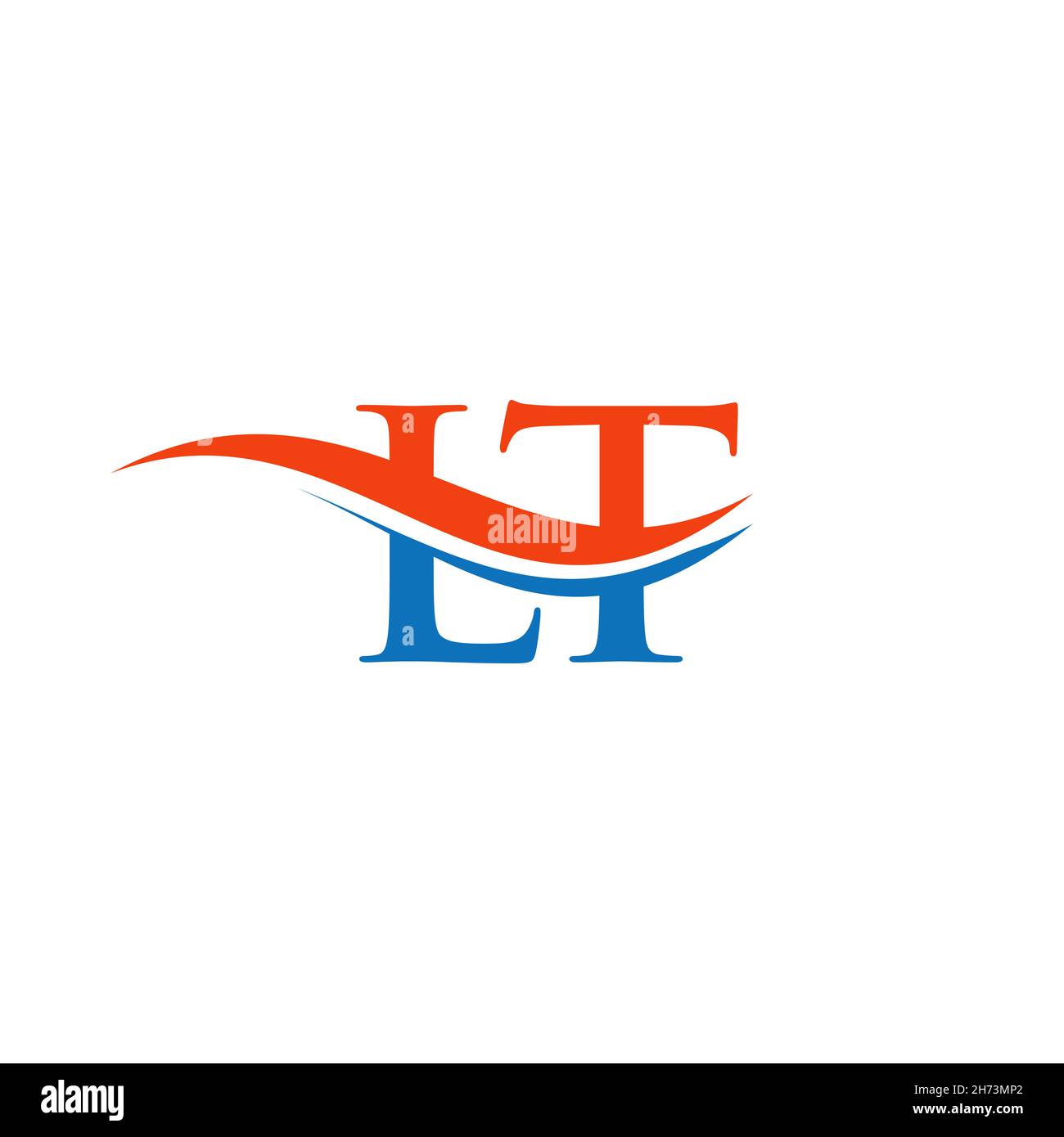 Water Wave LT Logo-Vektor. Swoosh Letter LT Logo Design für Geschäfts- und Firmenidentität. Stock Vektor
