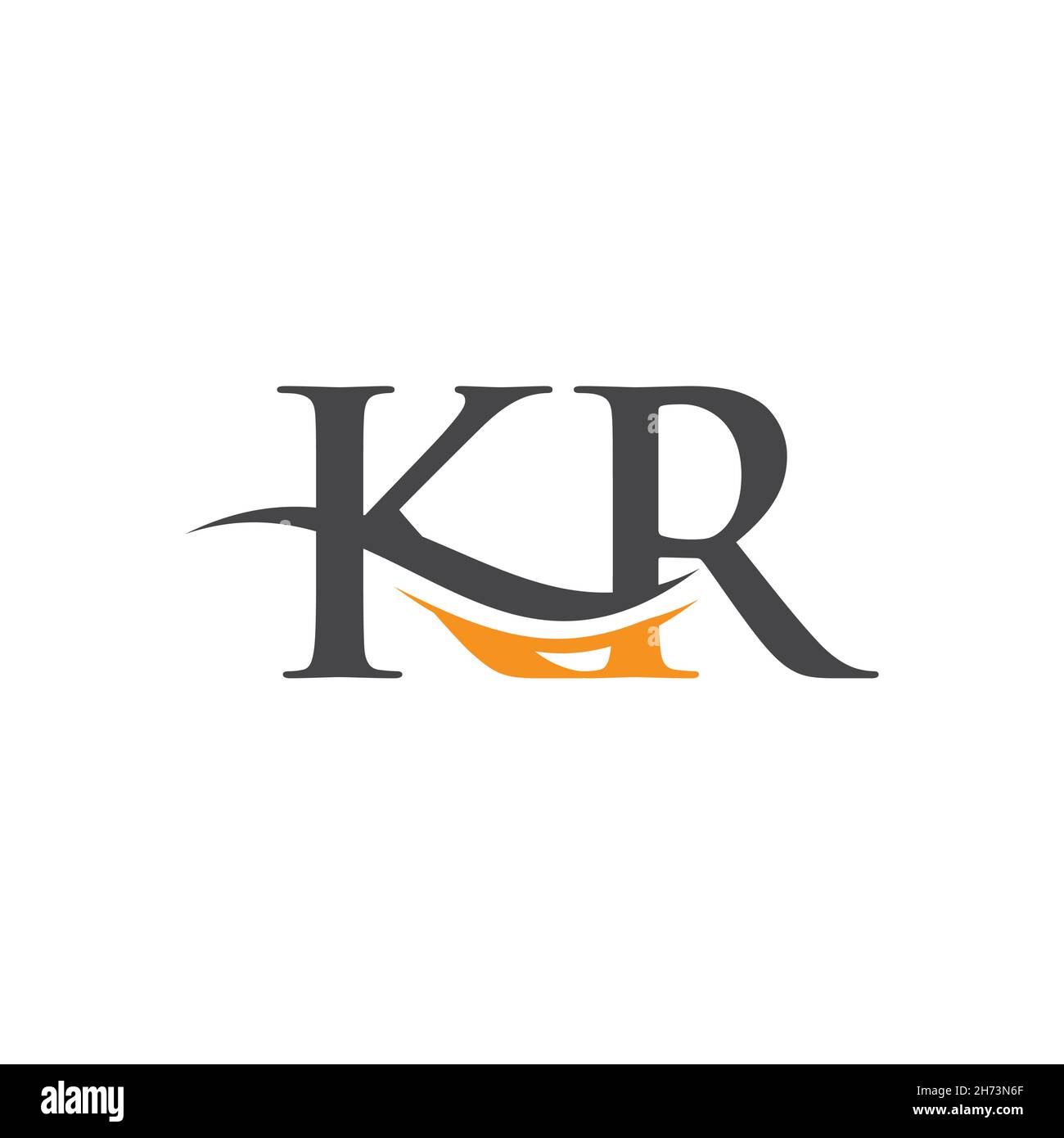 KR Logo Design Vektor. Swoosh mit KR-Logo im Buchstaben Stock Vektor