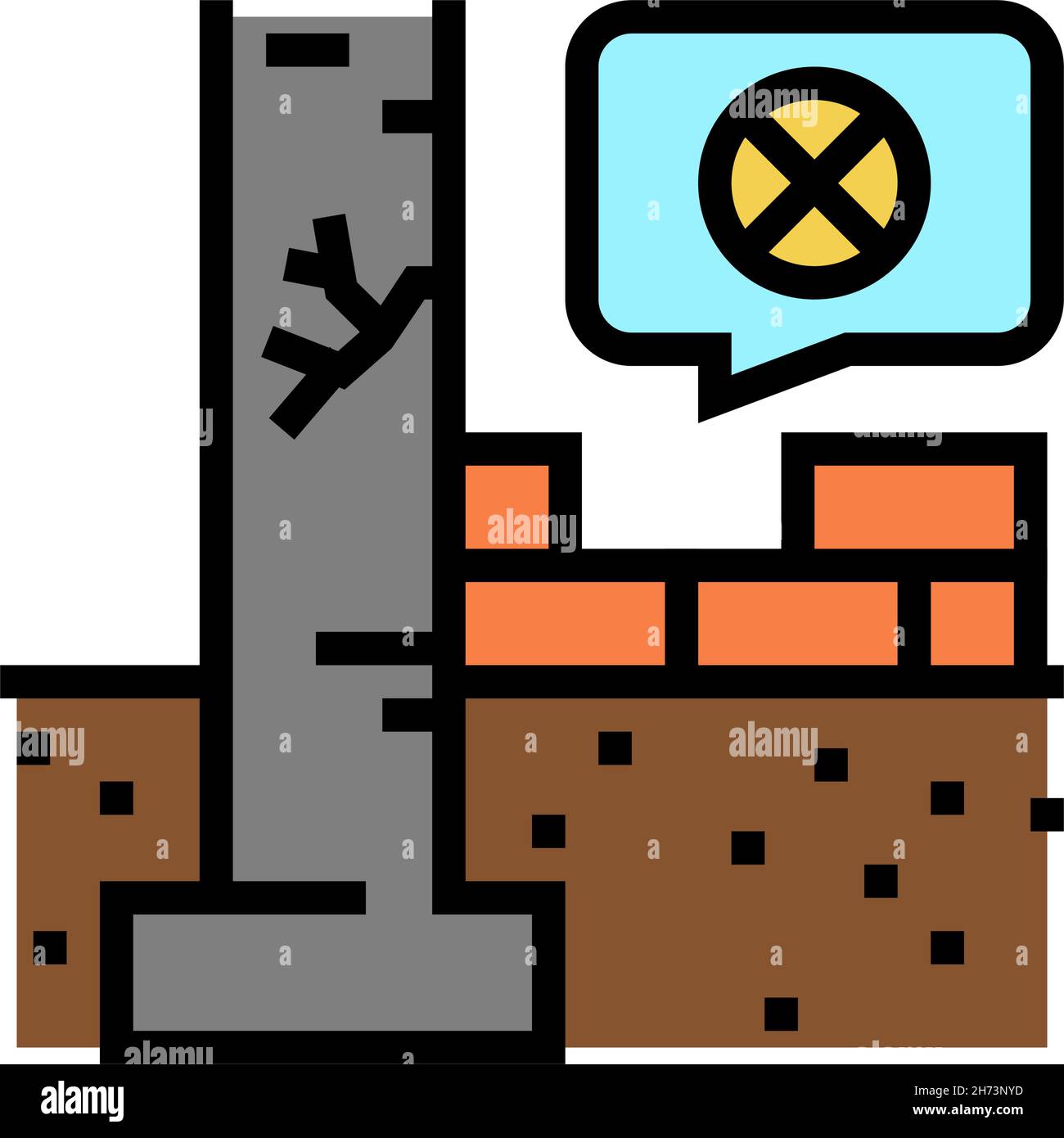 Schwere unterwertige Fundamente Farbe Symbol Vektor Illustration Stock Vektor