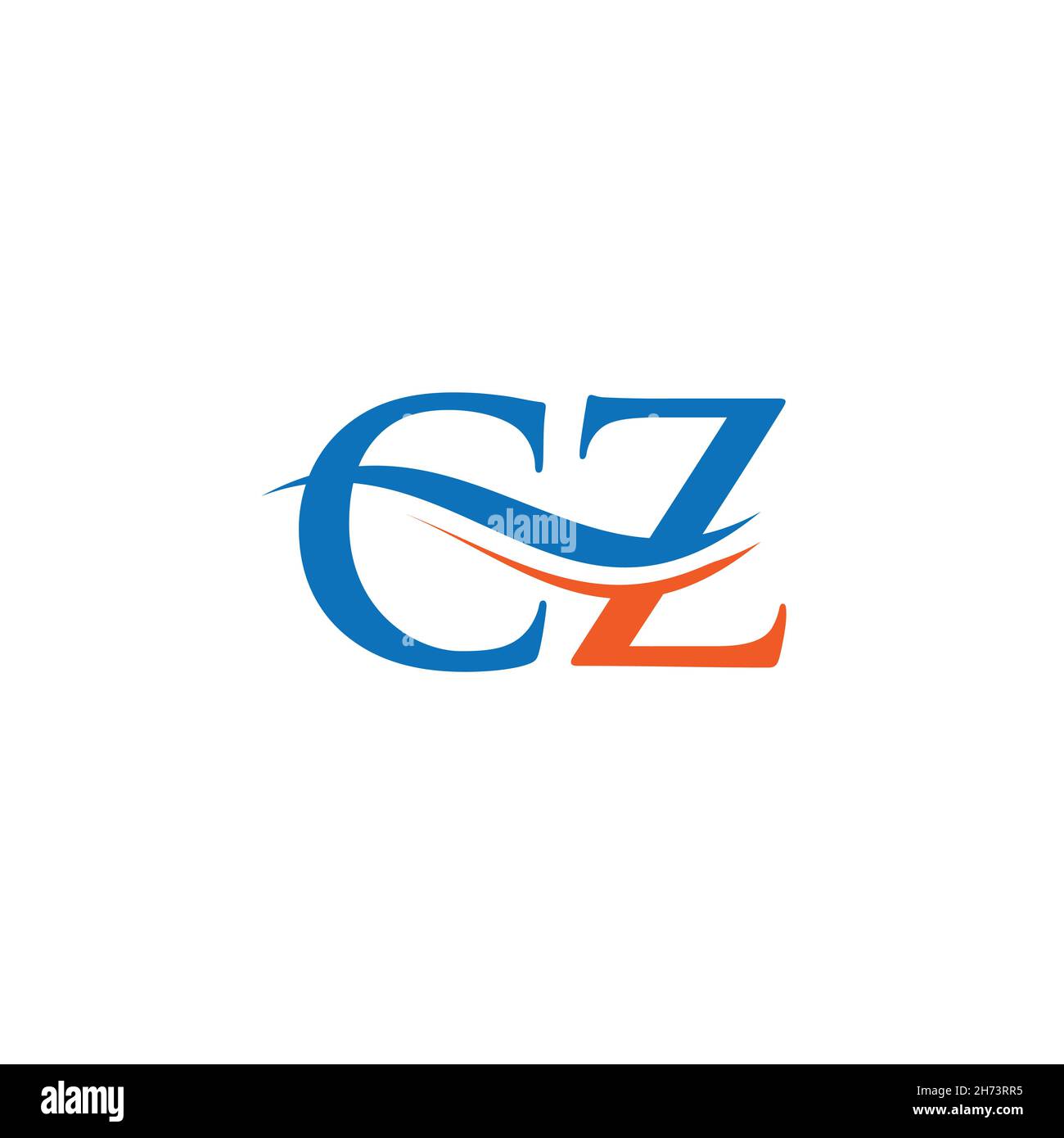 Cz Logo Design Vektor. Swoosh CZ-Logo mit Schriftzug Stock Vektor