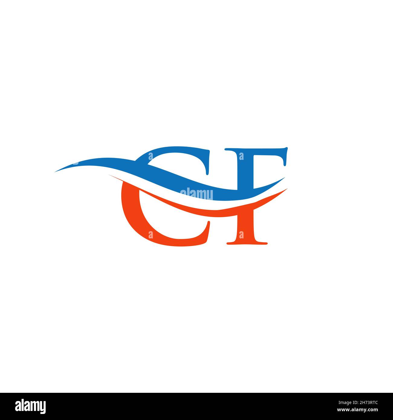 Wasserwellen-CF-Logo-Vektor. Swoosh Letter CF Logo Design für Geschäfts- und Firmenidentität. Stock Vektor