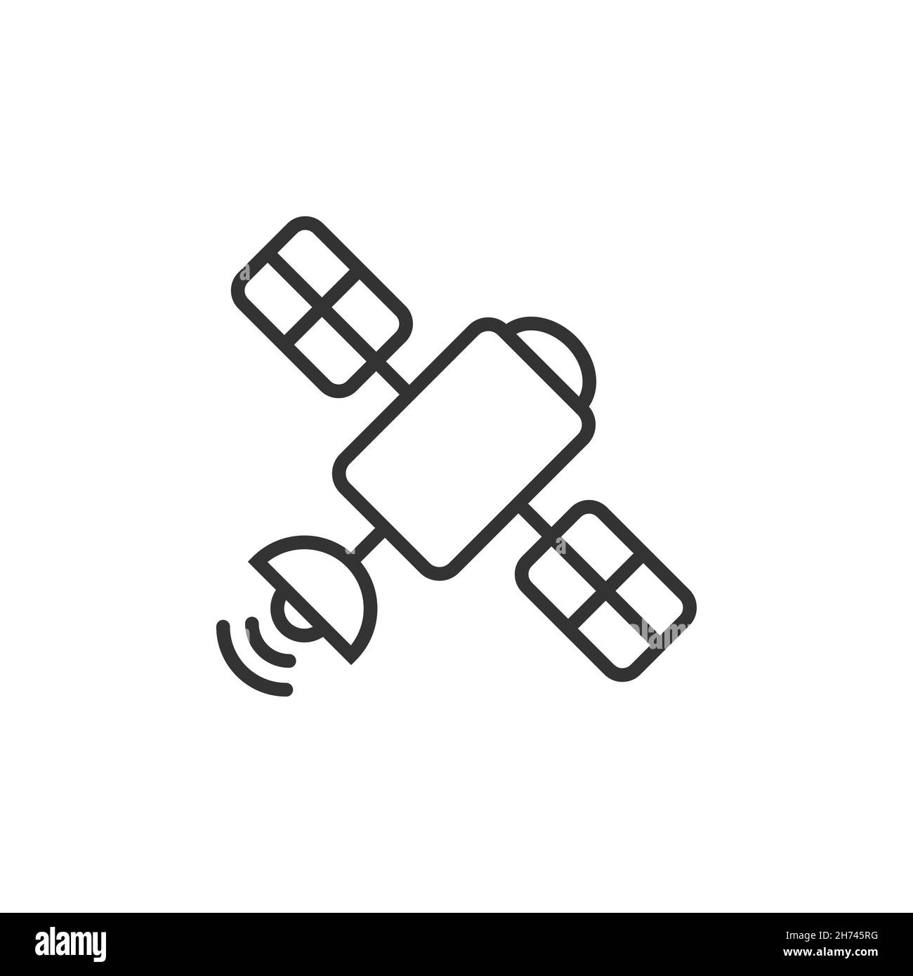 Satellitensymbol in flacher Optik. Sputnik Vektordarstellung auf weißem isoliertem Hintergrund. Raumtransport Zeichen Business-Konzept. Stock Vektor