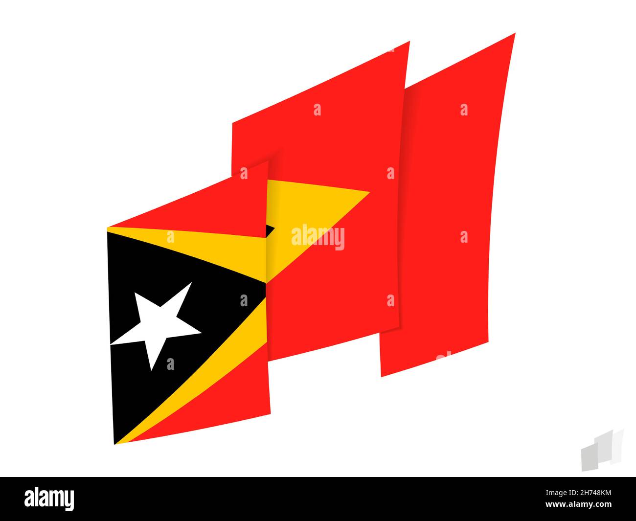 Osttimor-Flagge im abstrakten Rissdesign. Modernes Design der Osttimor-Flagge. Vektorsymbol. Stock Vektor