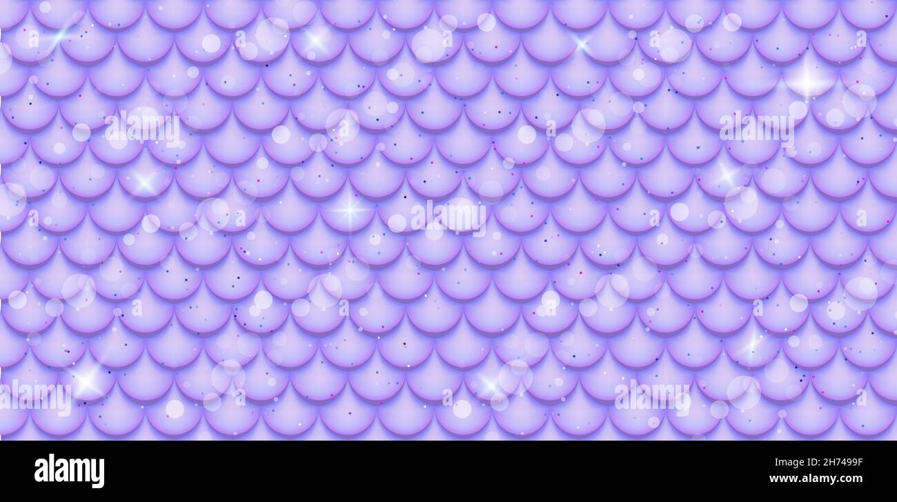 Holographischer Hintergrund mit Meerjungfrauen-Schuppen, magischen Sternen und Blasen. Ein Muster mit dem Schwanz einer Meerjungfrau auf einem Gradienten. Unterwassermuster. Vektor Stock Vektor