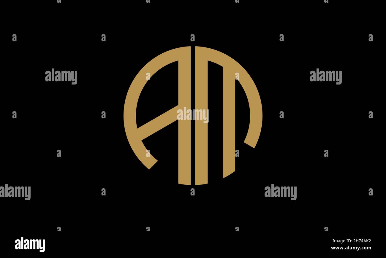 Vorlage für das Monogramm-Vektor-Logo mit dem Buchstaben AM oder MA in runder Form Stock Vektor