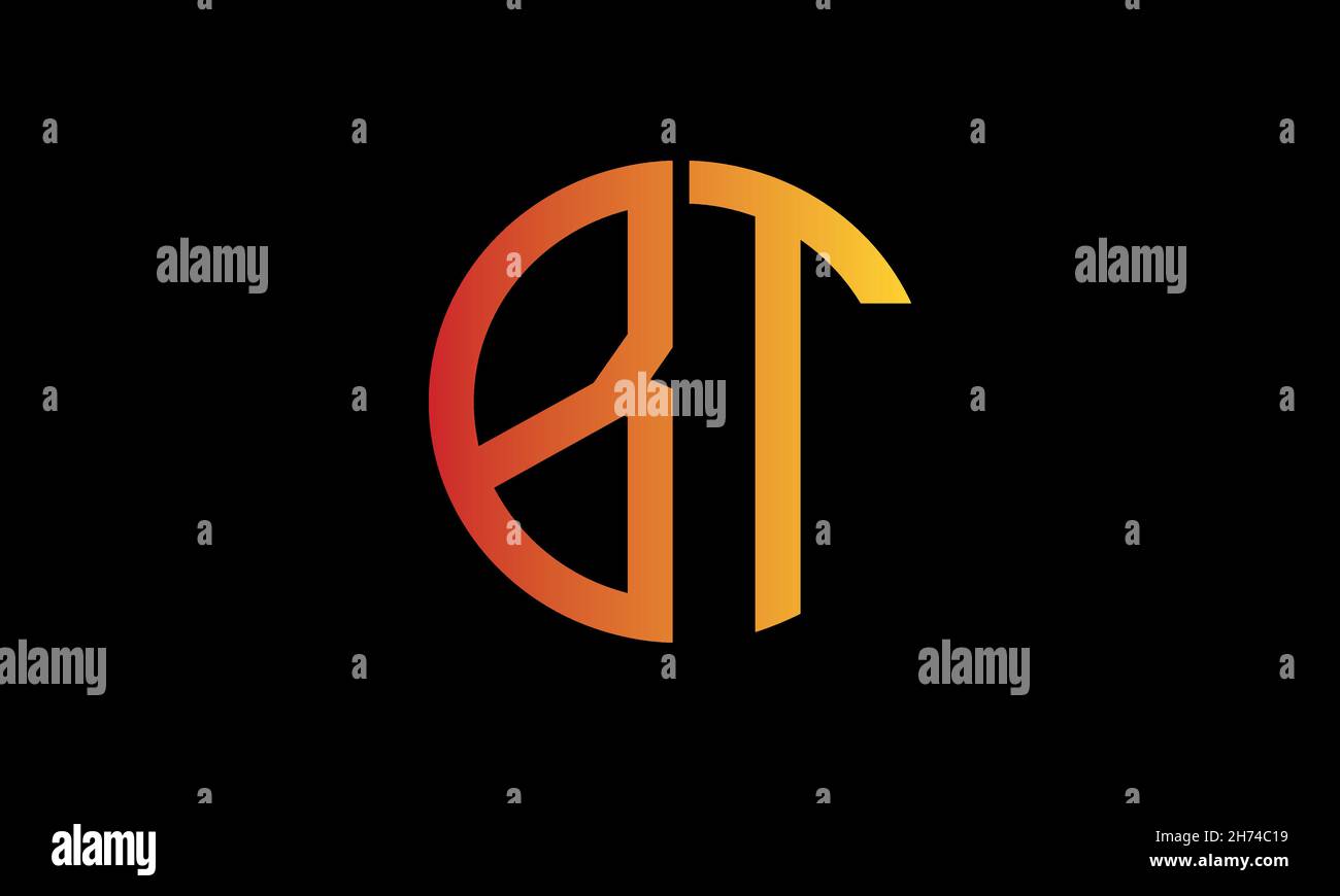 Buchstabenvorlage für BT- oder TB-Illustration, Monogramm, Vektorlogo in runder Form Stock Vektor