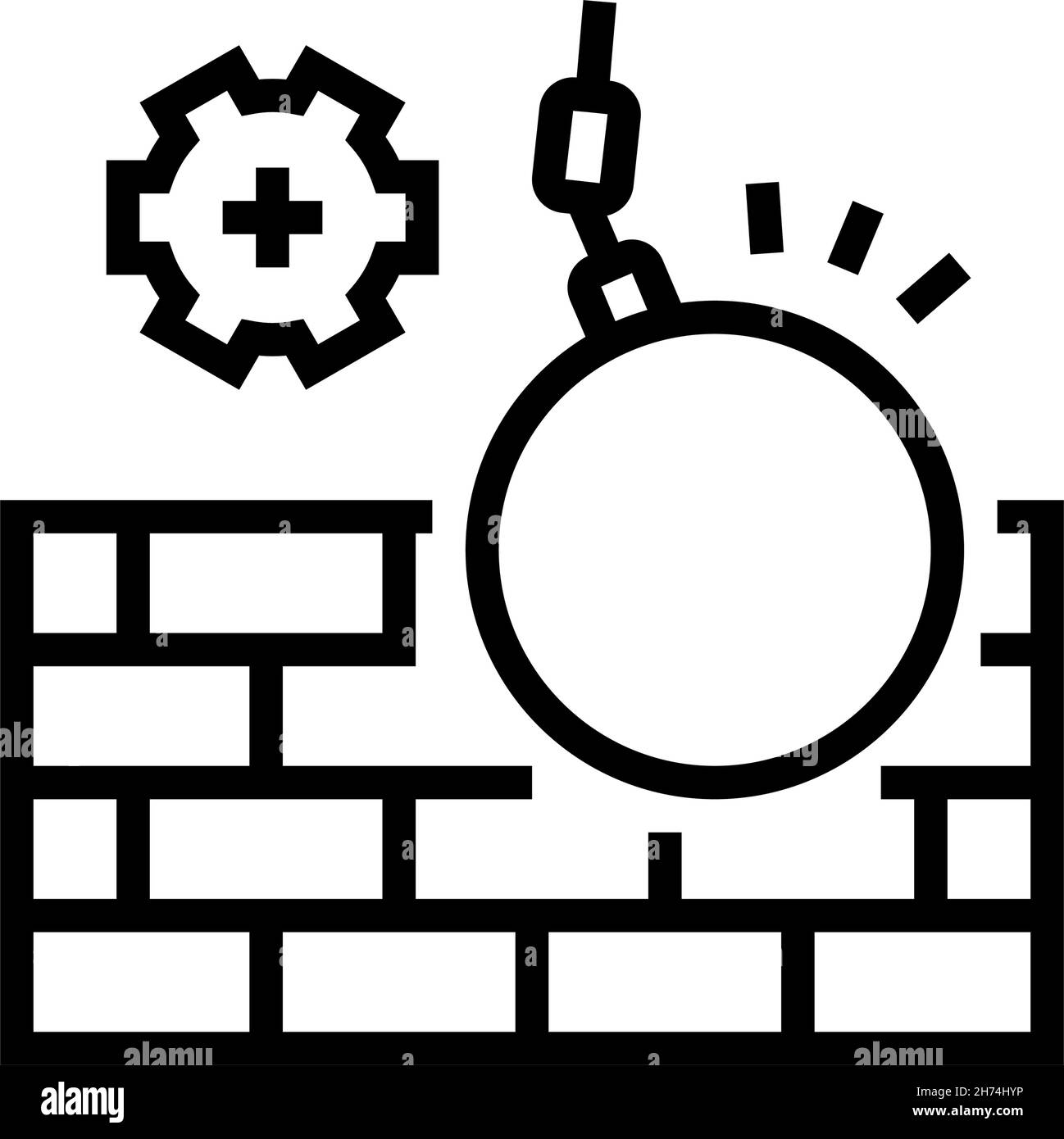 Wandkonstruktion Demontage Linie Symbol Vektor Illustration Stock Vektor