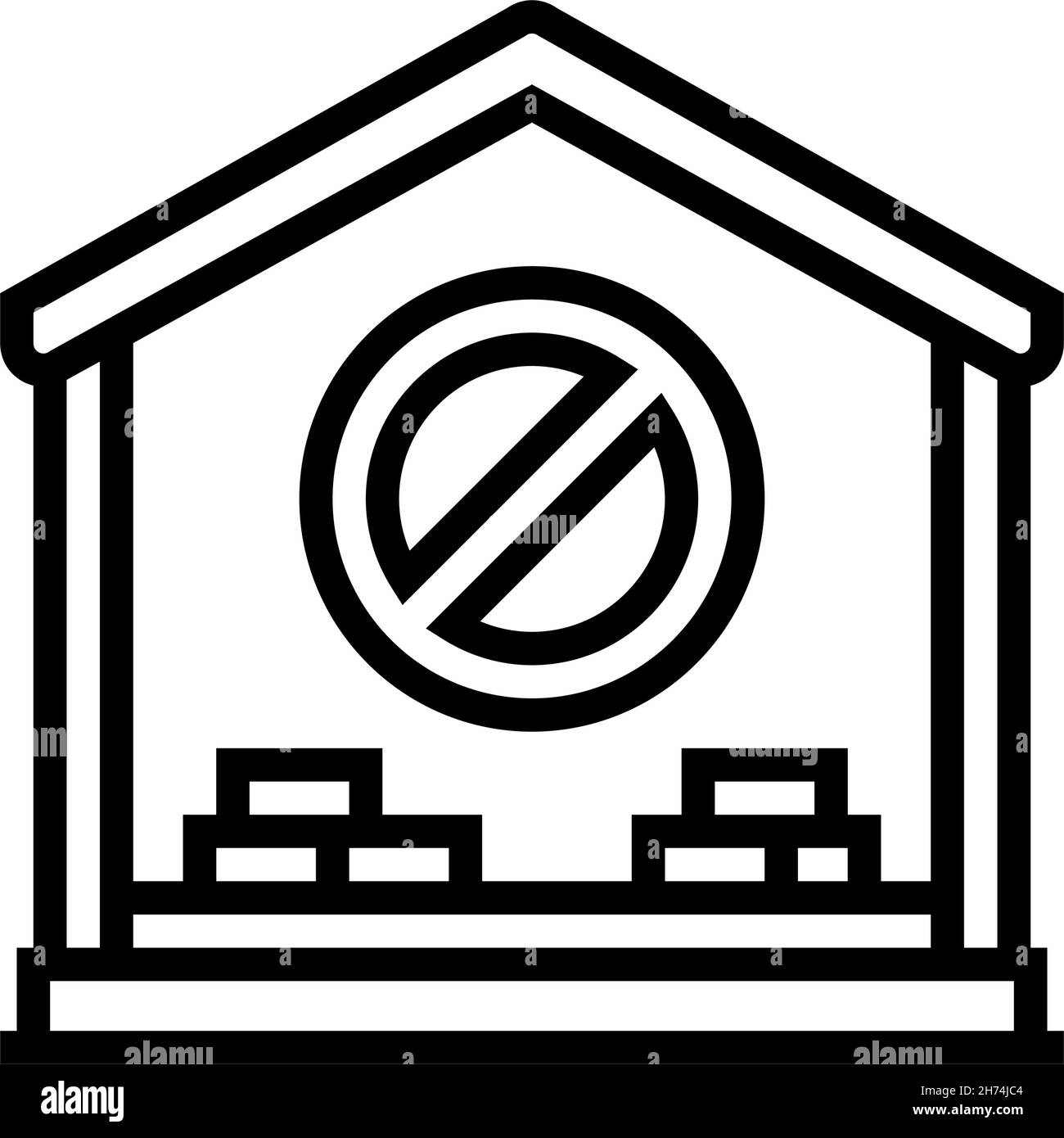 Innenhaus Abriss Linie Symbol Vektor Illustration Stock Vektor