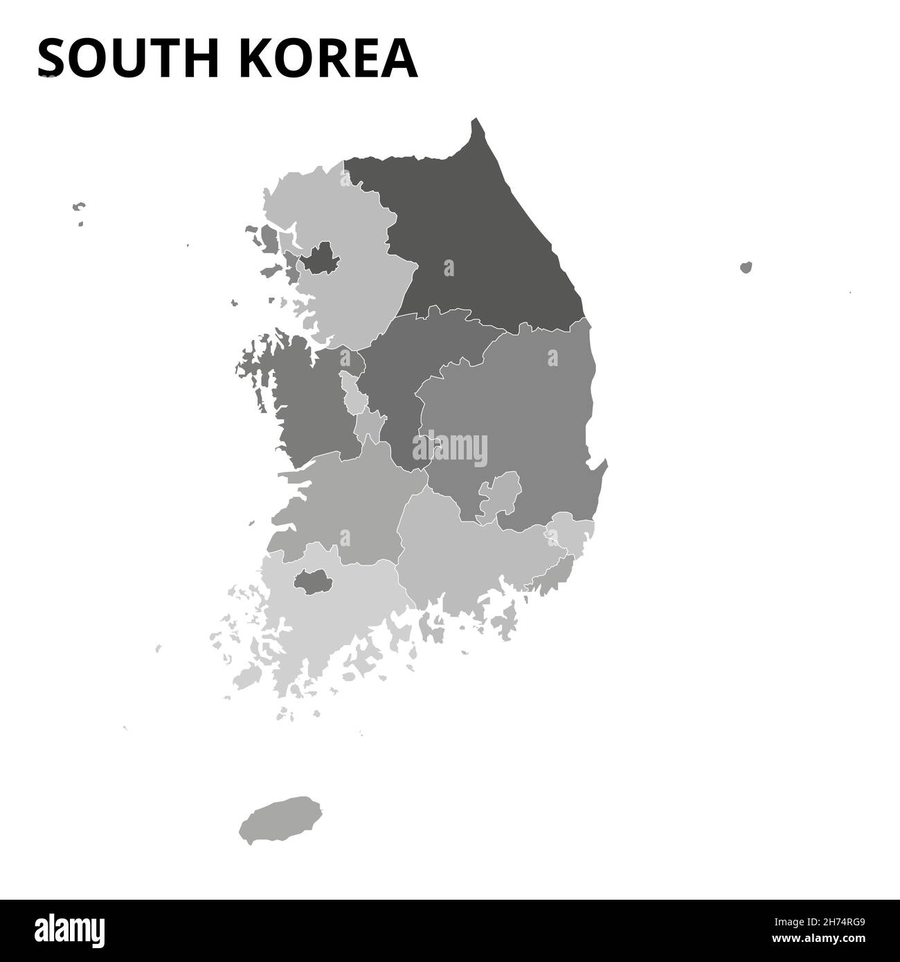 Karte von Südkorea. Südkorea-Karte. Südkorea Provinzen Vektor eps 10 Stock Vektor