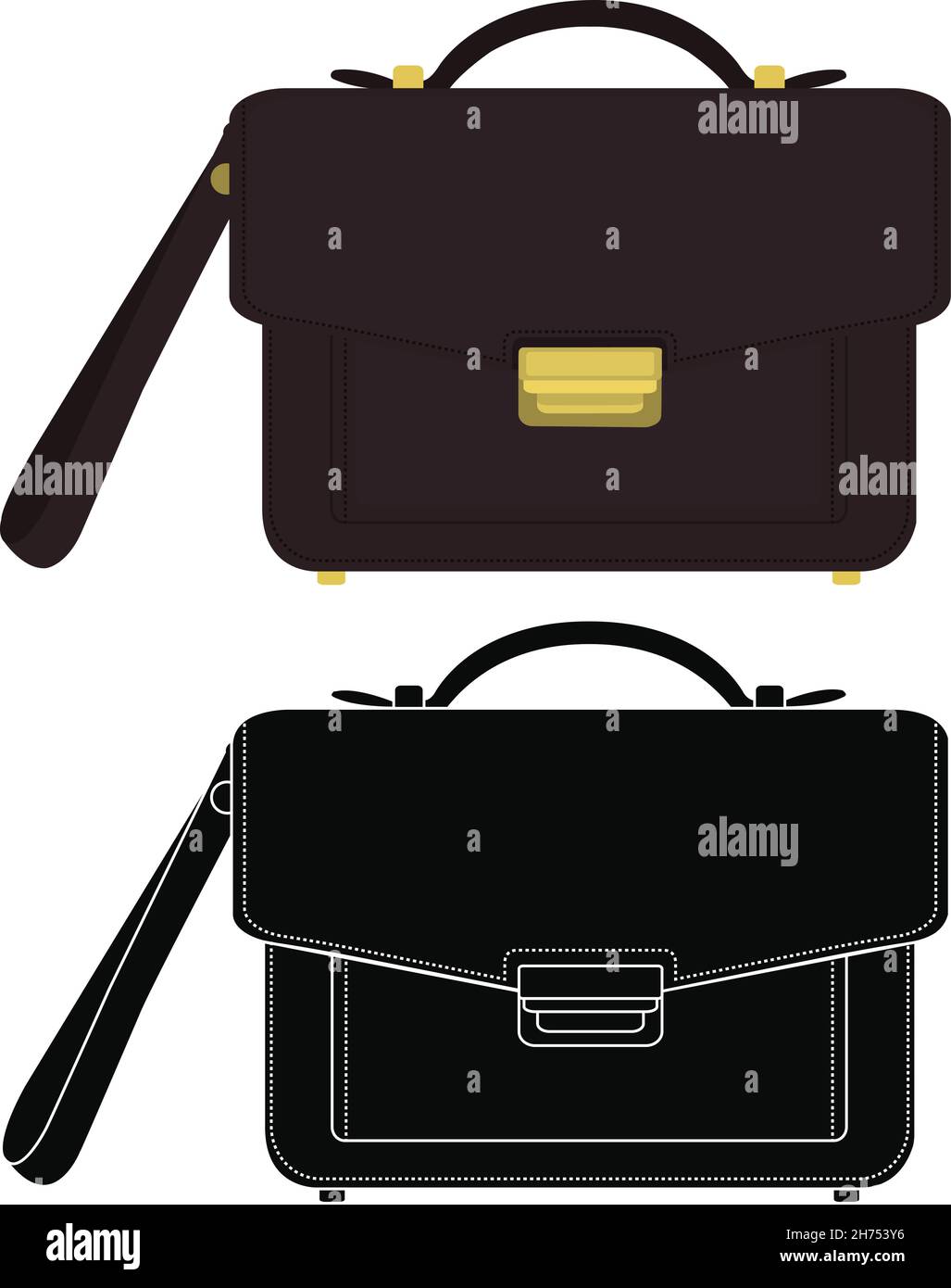 Handtasche aus Leder für Geschäftsleute. Farbe, Silhouette Stock Vektor