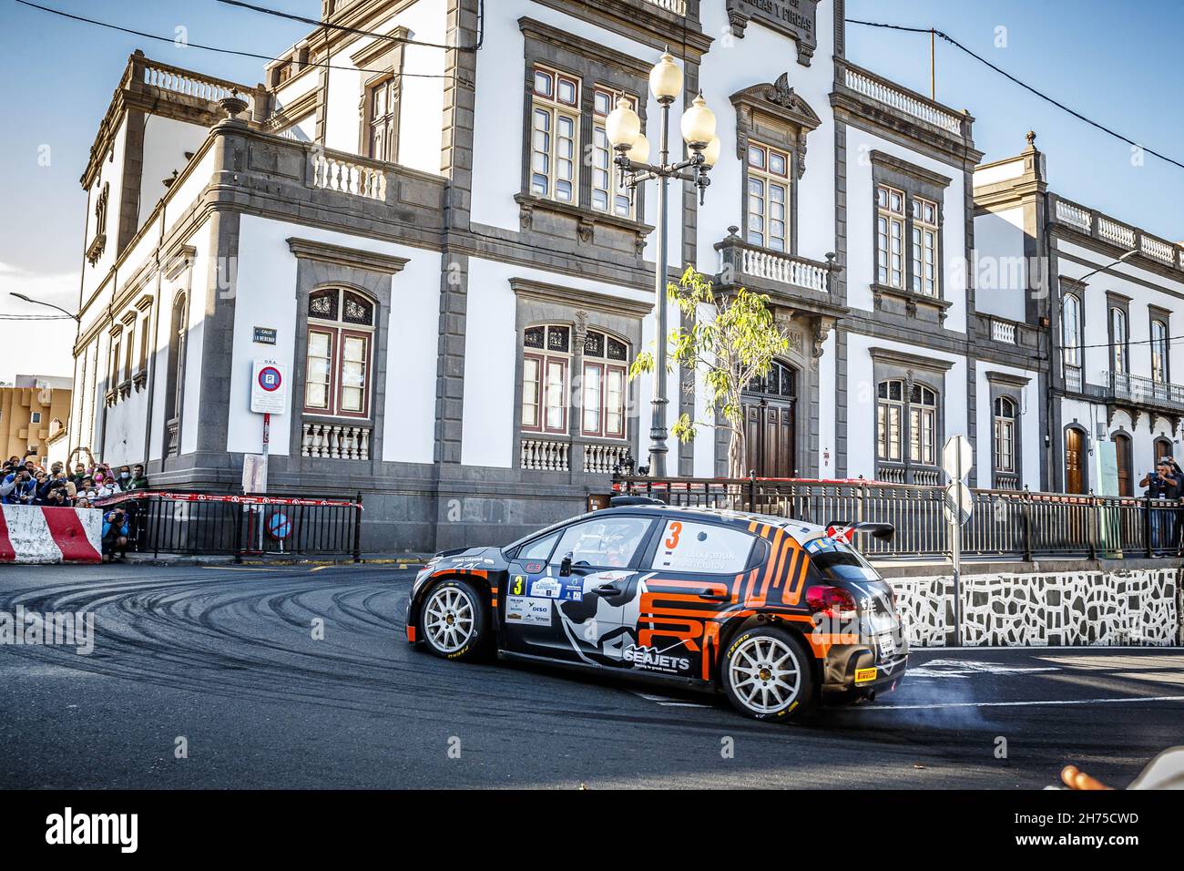 03 Lukyanuk Alexey (Rus), Arnautov Alexey (Rus), CROEN C3 Rally2, Sainteloc Junior Team, Aktion während der FIA ERC Rally Islas Canarias 8th, 2021 Runde der FIA European Rally Championship 18, vom 20. Bis 2021. November 2021 in Las Palmas de Gran Canaria, Spanien - Foto: Gregory Lenormand/DPPI/LiveMedia Stockfoto