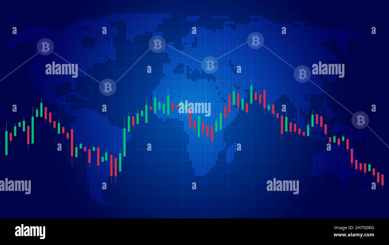 Bitcoin-Einkommen sinken. Abschreibungen auf Kryptowährungen. Einkommenszuwachs in der Wirtschaft.Einkommensverlust. Bitcoin-Verlustdiagramm . Bitcoin ist unten. Bitcoin-Verkleinerung. Stock Vektor