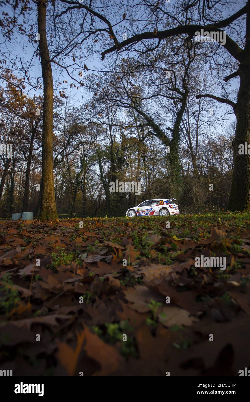 23 Gryazin Nikolay (raf), Alexandrow Konstantin (raf), Movisport, Volkswagen Polo GTI, Aktion während der ACI Rallye Monza, 12. Lauf der FIA WRC 2021, FIA Rallye-Weltmeisterschaft, vom 18. Bis 21. November 2021 in Monza, Italien - Foto: Nikos Katikis/DPPI/LiveMedia Stockfoto