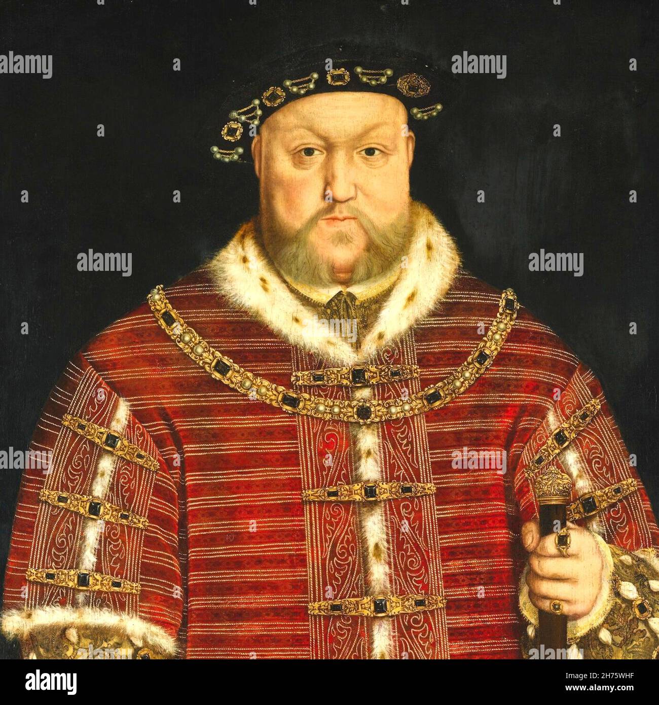 Porträt von König Heinrich dem Achten von England - Hans Holbein der Jüngere Werkstatt - (beschnitten) Stockfoto