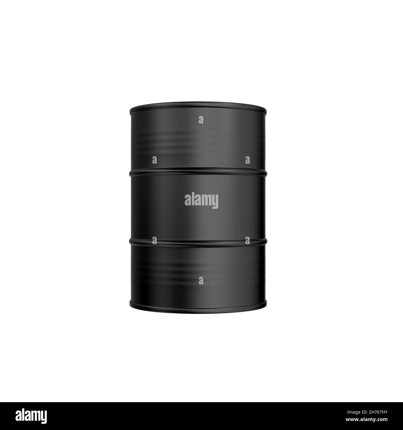 Schwarzer Ölfass isoliert auf weißem Hintergrund. 3D Abbildung. Stockfoto