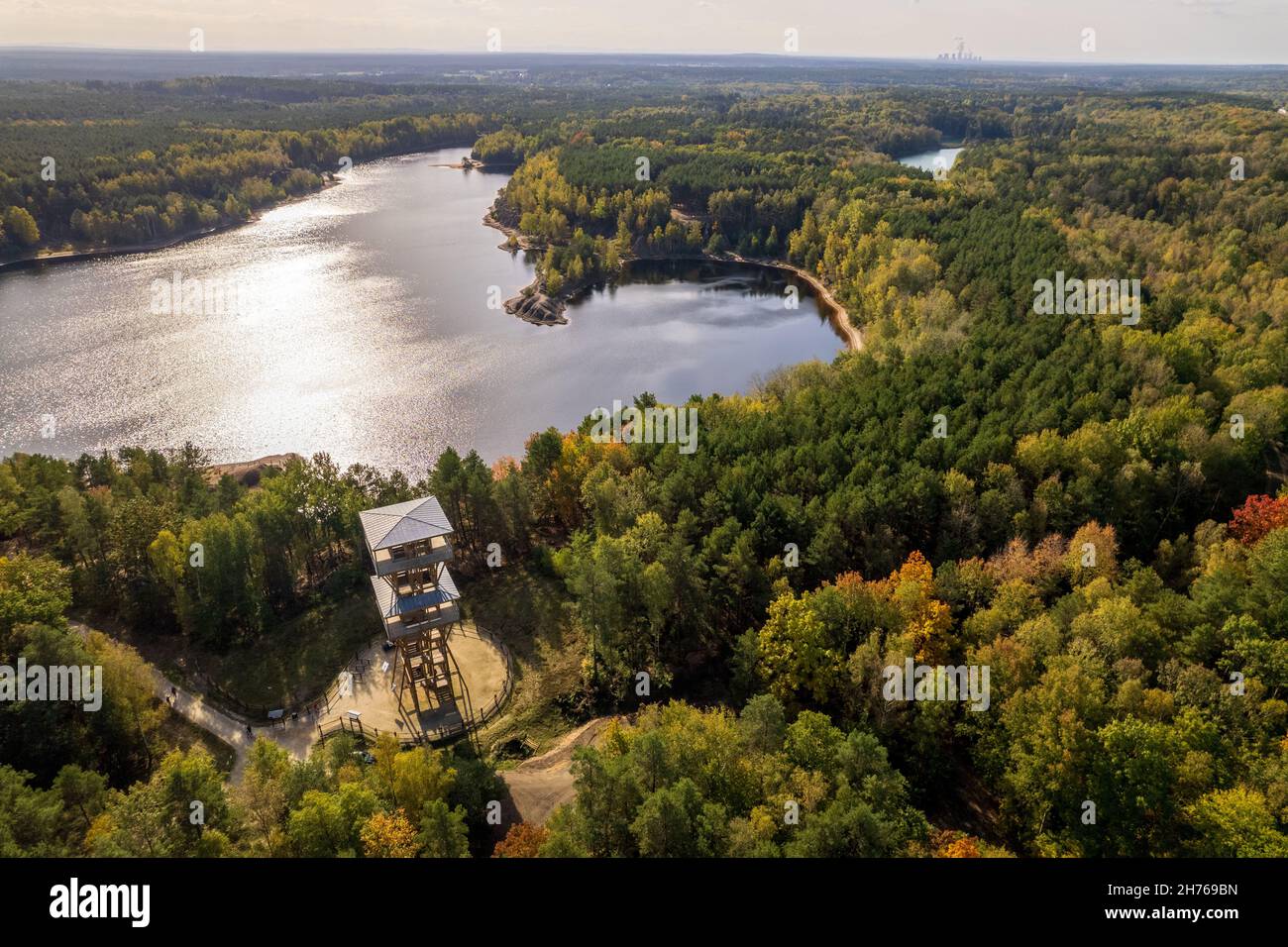 Luftaufnahme des Geoparks in Leknica in Polen Stockfoto