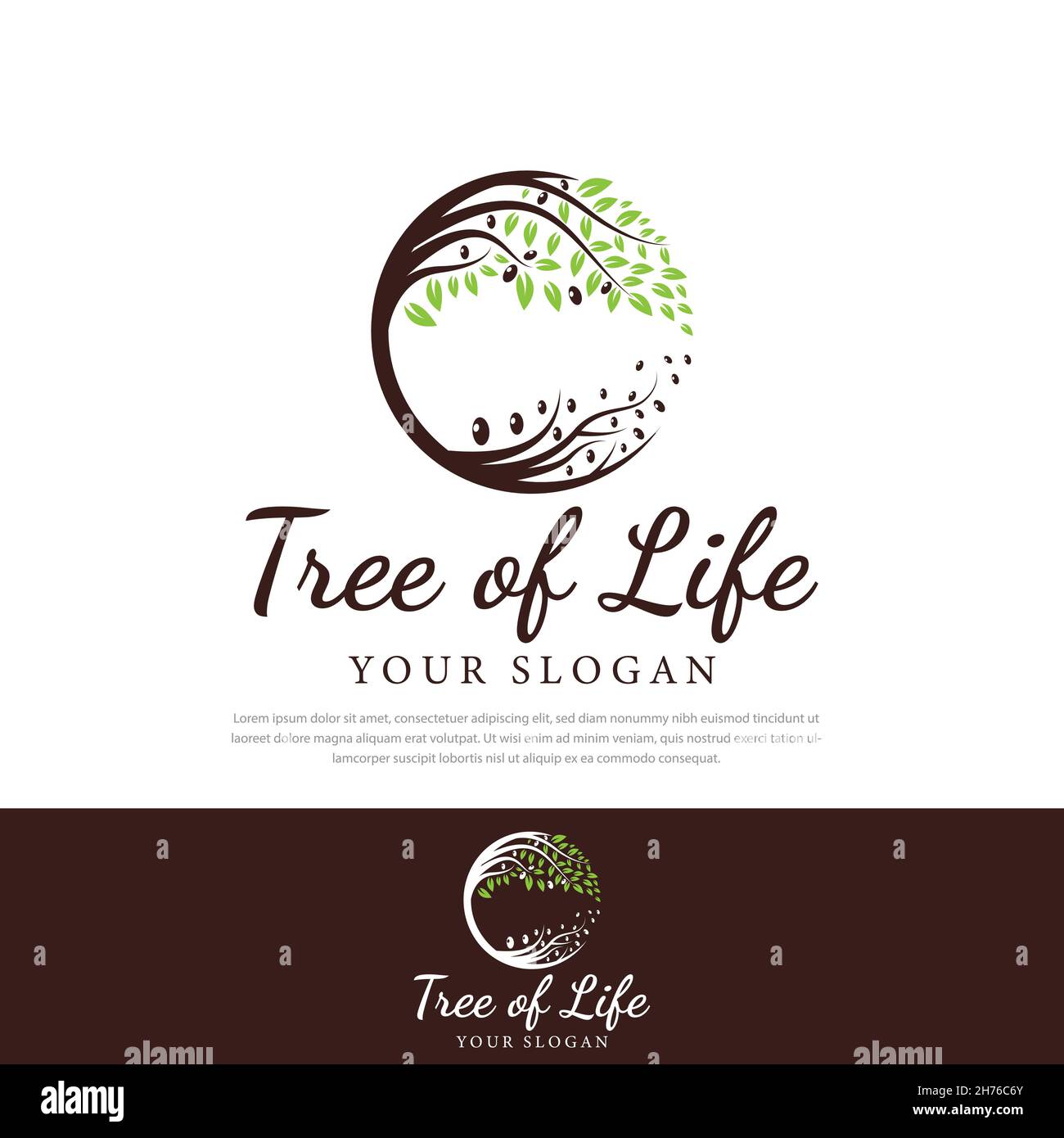Circle Tree Logo Design Symbol für Leben, Schönheit, Wachstum, Stärke, Gesundheit. Modernes Design Natur Baum Vektor Illustration Logo Stock Vektor