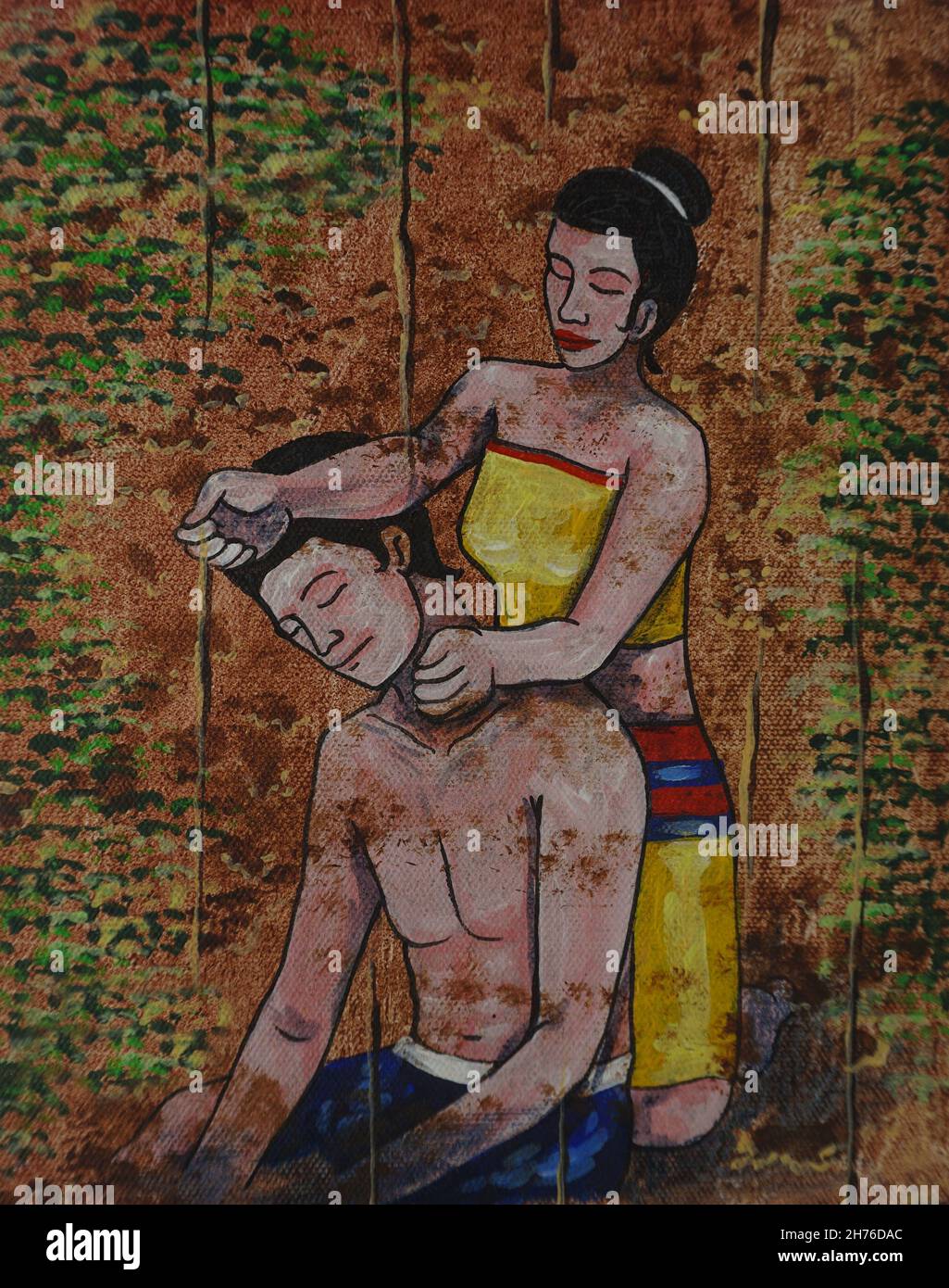 Kunst Malerei Ölfarbe Spa Massage aus Thailand Stockfoto