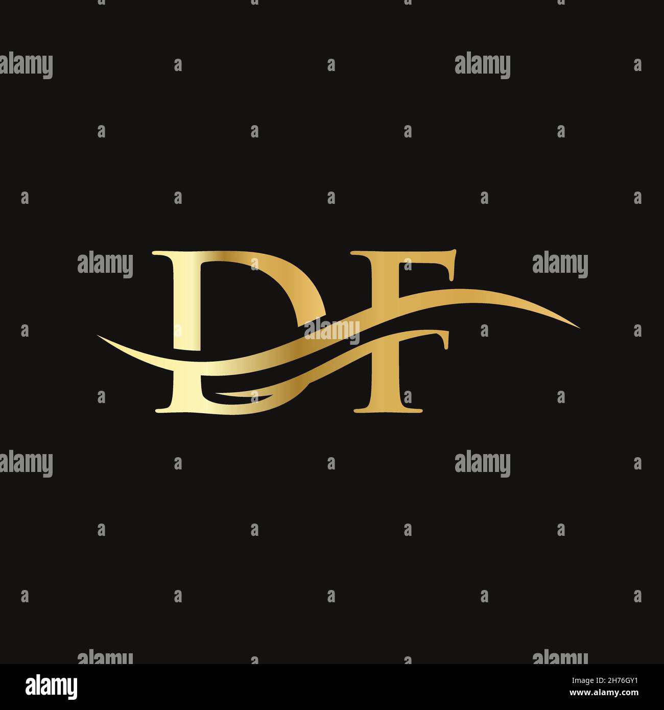 Swoosh Letter DF Logo Design für Geschäfts- und Firmenidentität. Water Wave DF Logo mit modernem Trend Stock Vektor