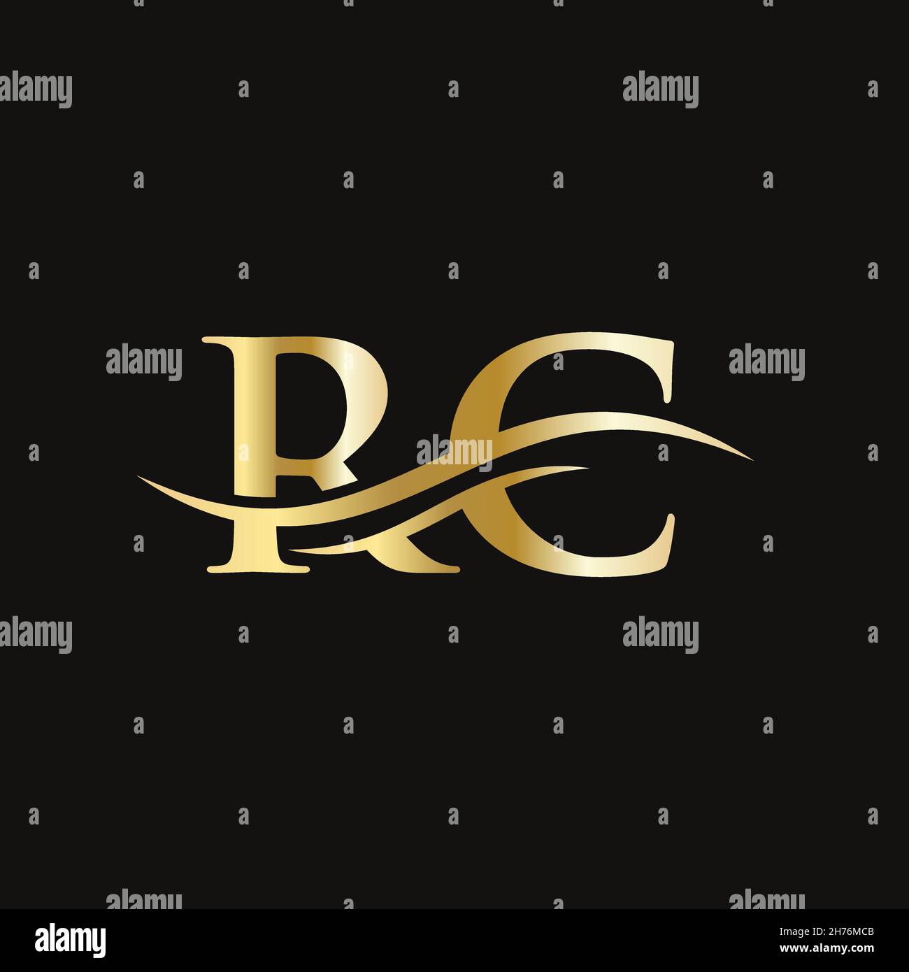 RC-Logo-Design. Anfängliches RC-Logo mit Schriftzug. Stock Vektor