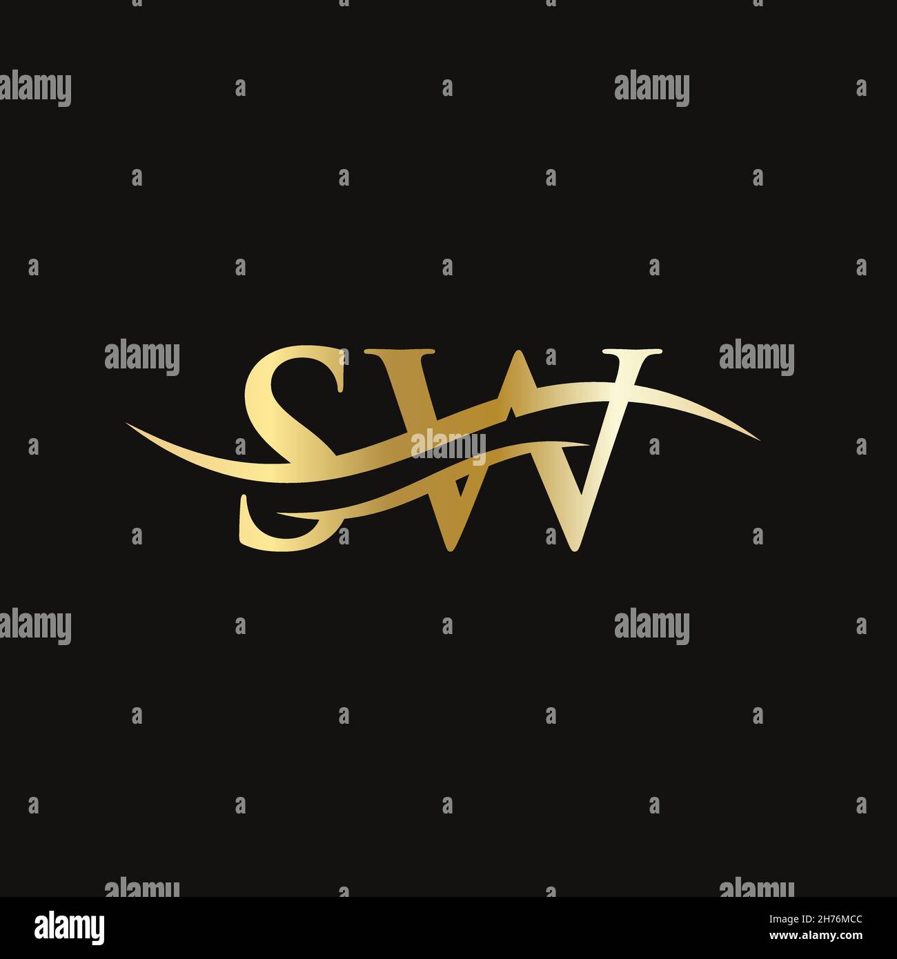 SW Letter Linked Logo für Geschäfts- und Firmenidentität. Vektorvorlage für das SW-Logo mit Anfangsbuchstaben. Stock Vektor