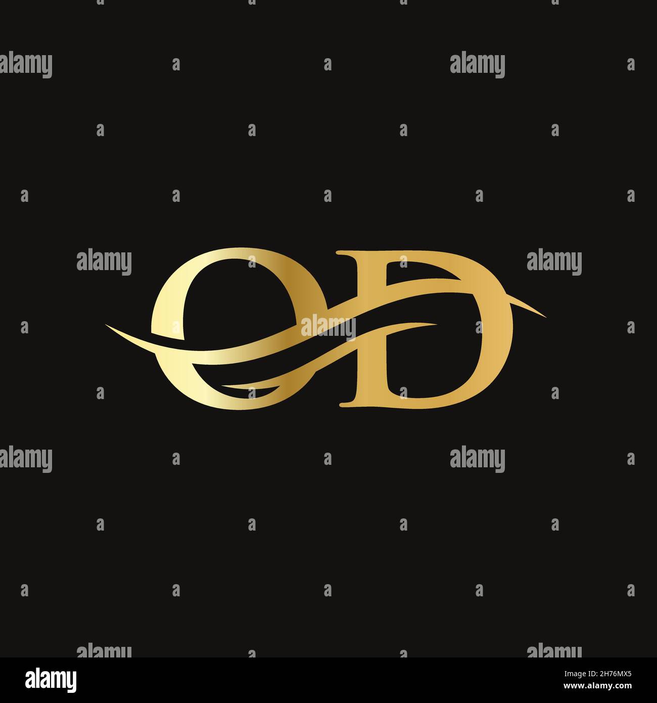 OD-Logo-Design. Anfängliches Logo mit OD-Schriftzug. Stock Vektor
