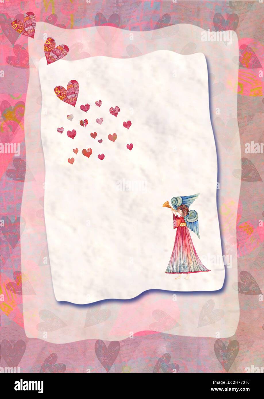 ENGEL MIT HERZEN Stockfoto