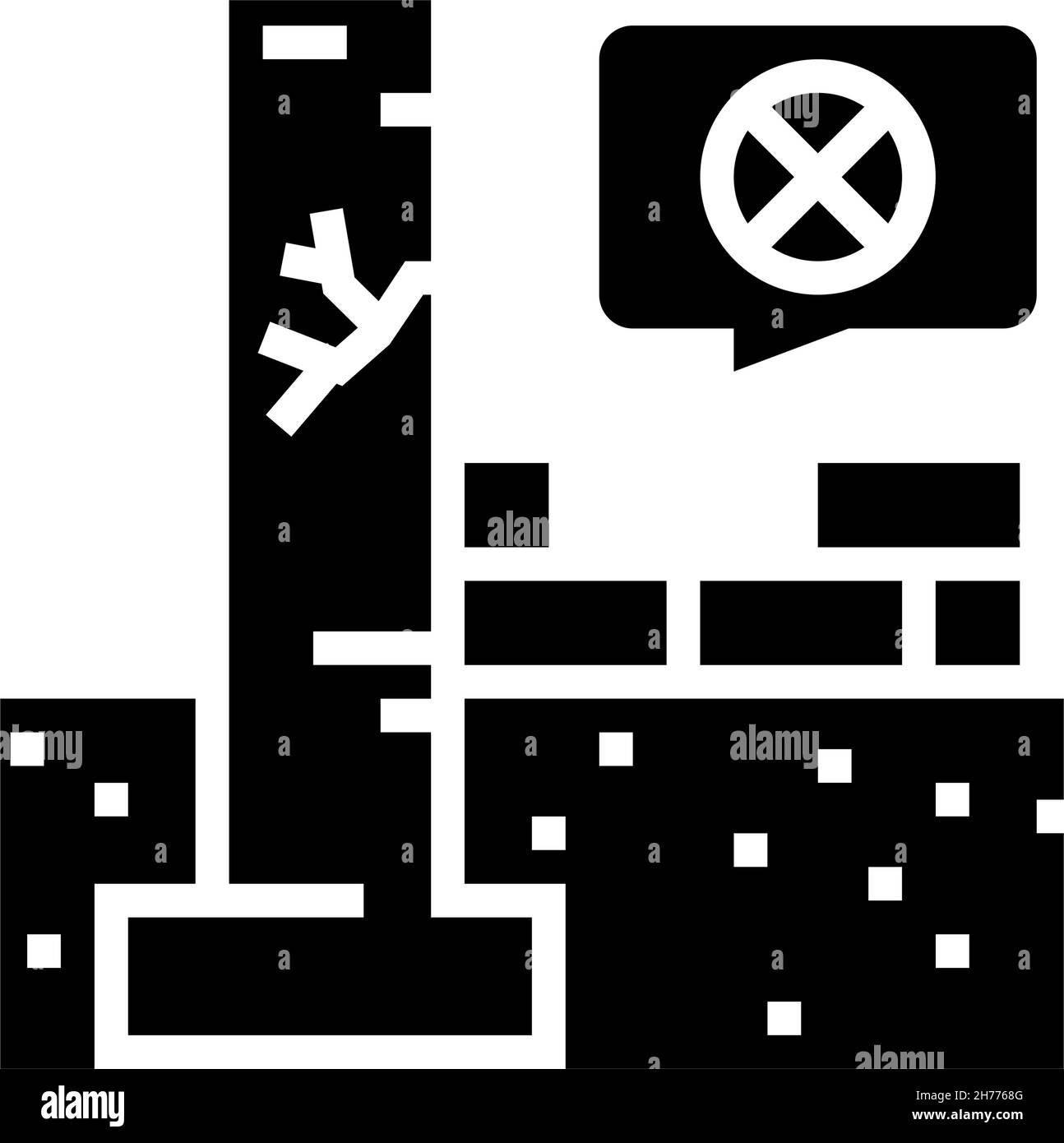 Schwere untergradige Fundamente Glyphen Symbol Vektorgrafik Stock Vektor