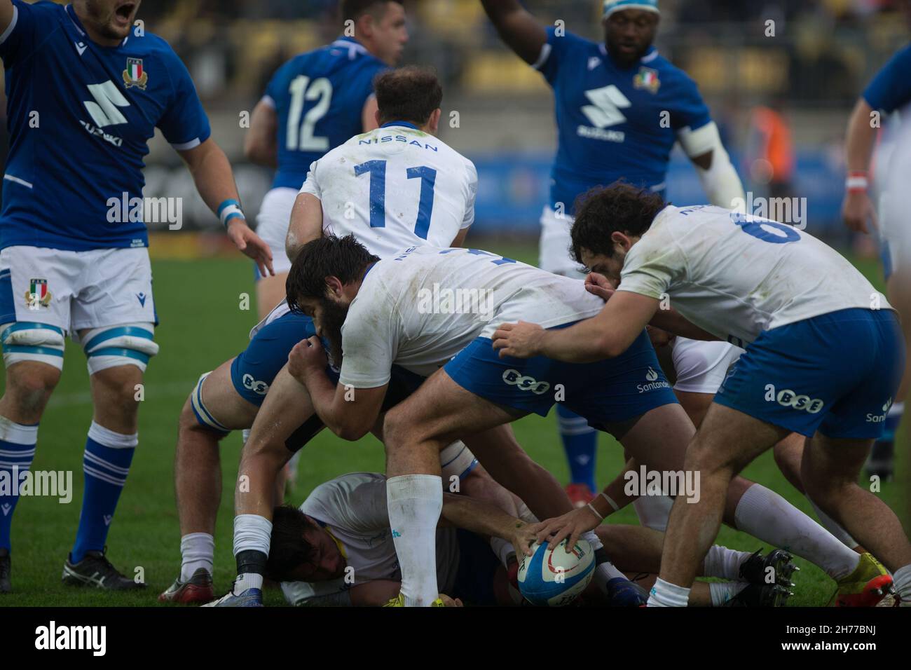 Stadion Sergio Lanfranchi, Parma, Italien, 20. November 2021, scrum zwischen Italien und Uruguay im Testspiel 2021 - Italien gegen Uruguay - Herbst Nati Stockfoto