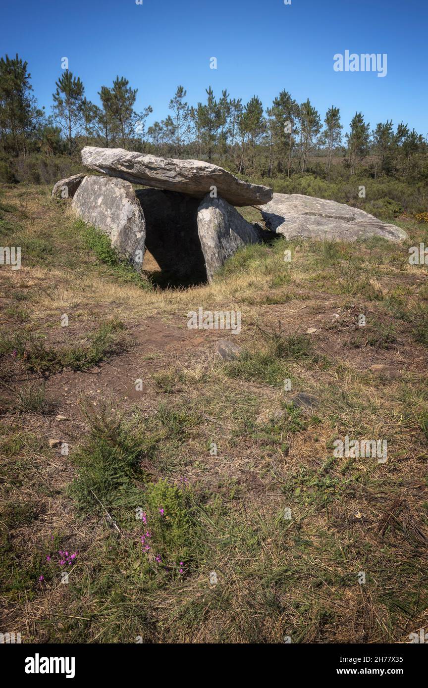 Dolmen, prähistorisches Grab in Galicien, Spanien Stockfoto