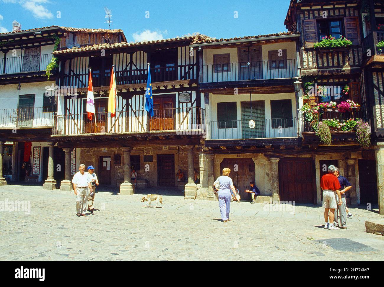Plaza Mayor. La Alberca, Provinz Salamanca, Castilla Leon, Spanien. Stockfoto