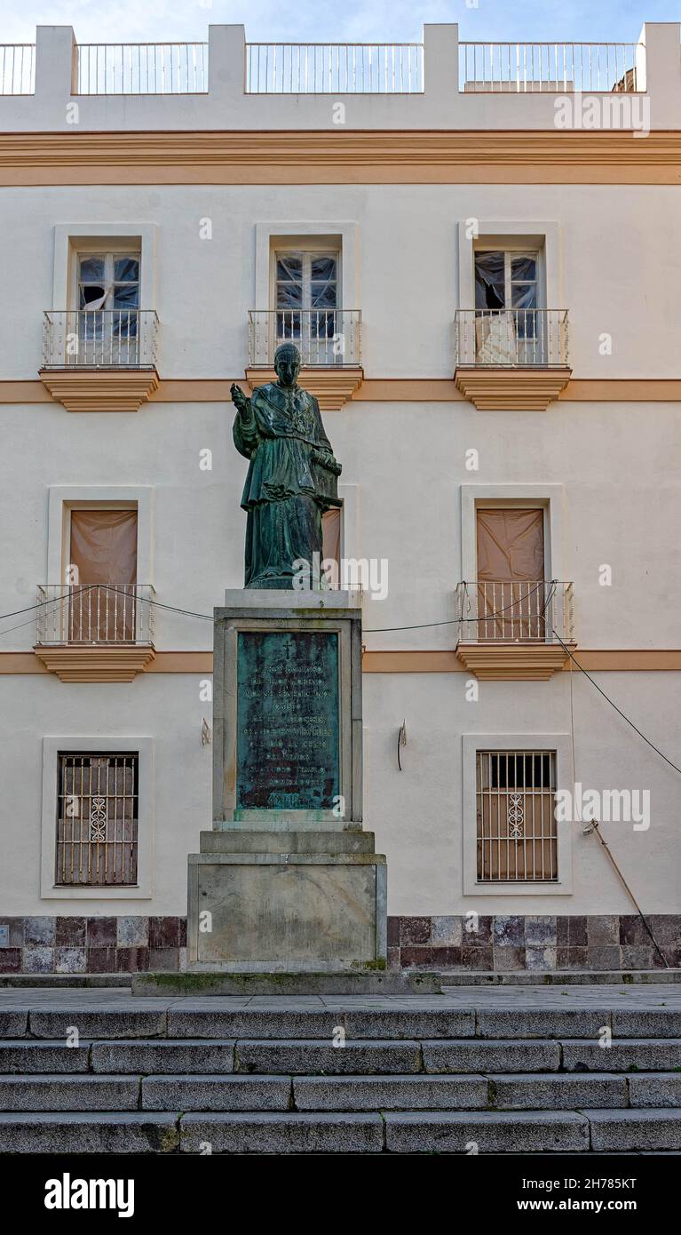 Monumento a Fray Silos Moreno en Cádiz Stockfoto