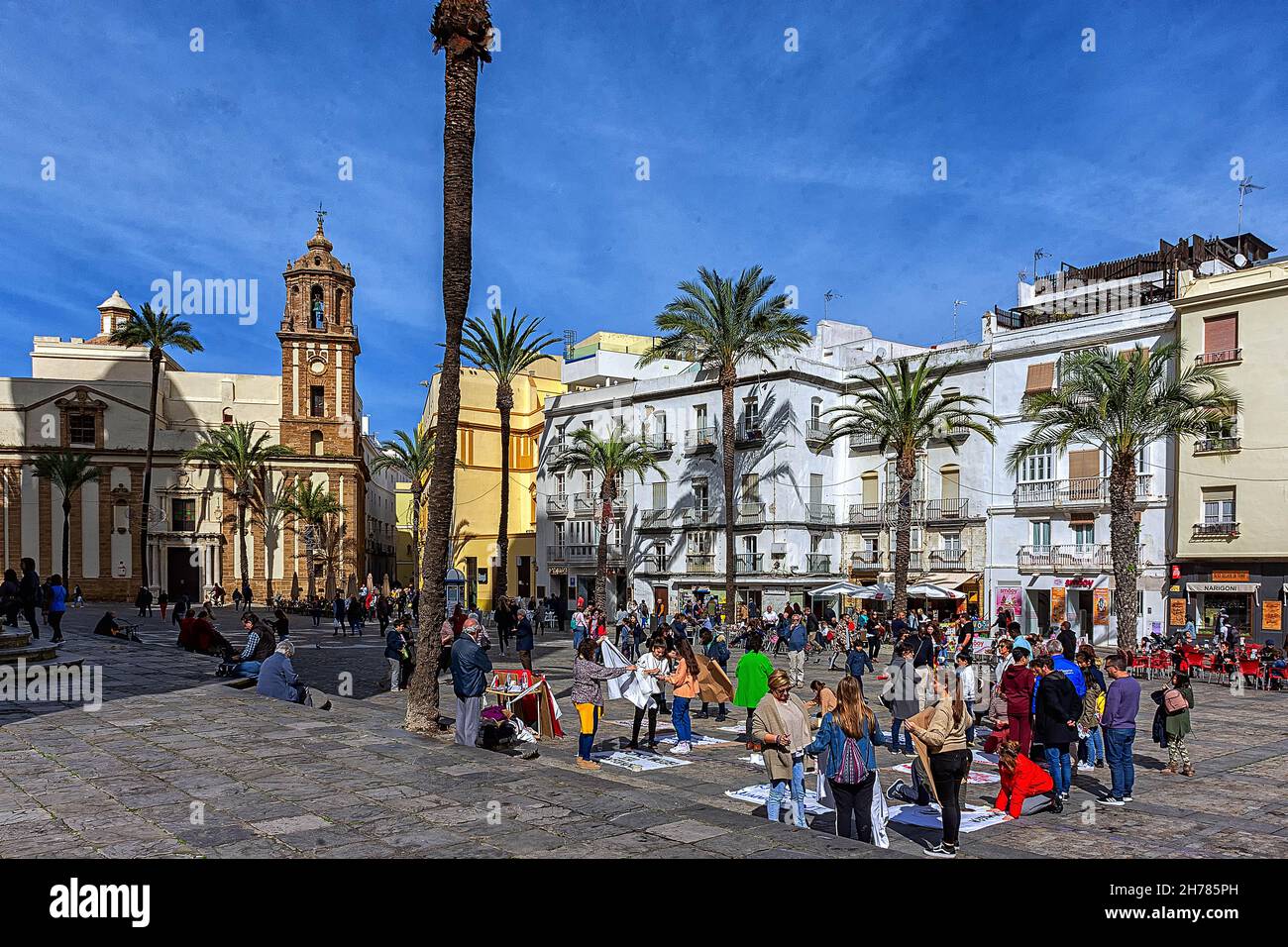 Plaza de la Catedral de Cádiz / Cádiz Cathedral Square Stockfoto