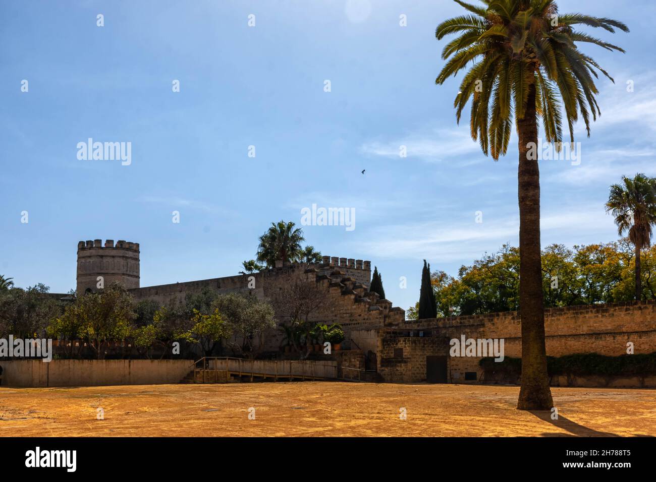 Festung Alcazar, Patio de Armas en Jerez de la Frontera, Real Alcazar Stockfoto