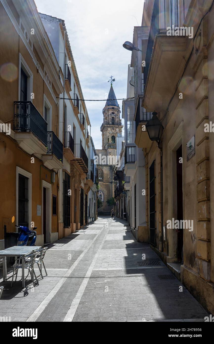Calles de Jerez de la Frontera en la Provincia de Cádiz / Straßen von Jerez de la Frontera in der Provinz Cádiz Stockfoto