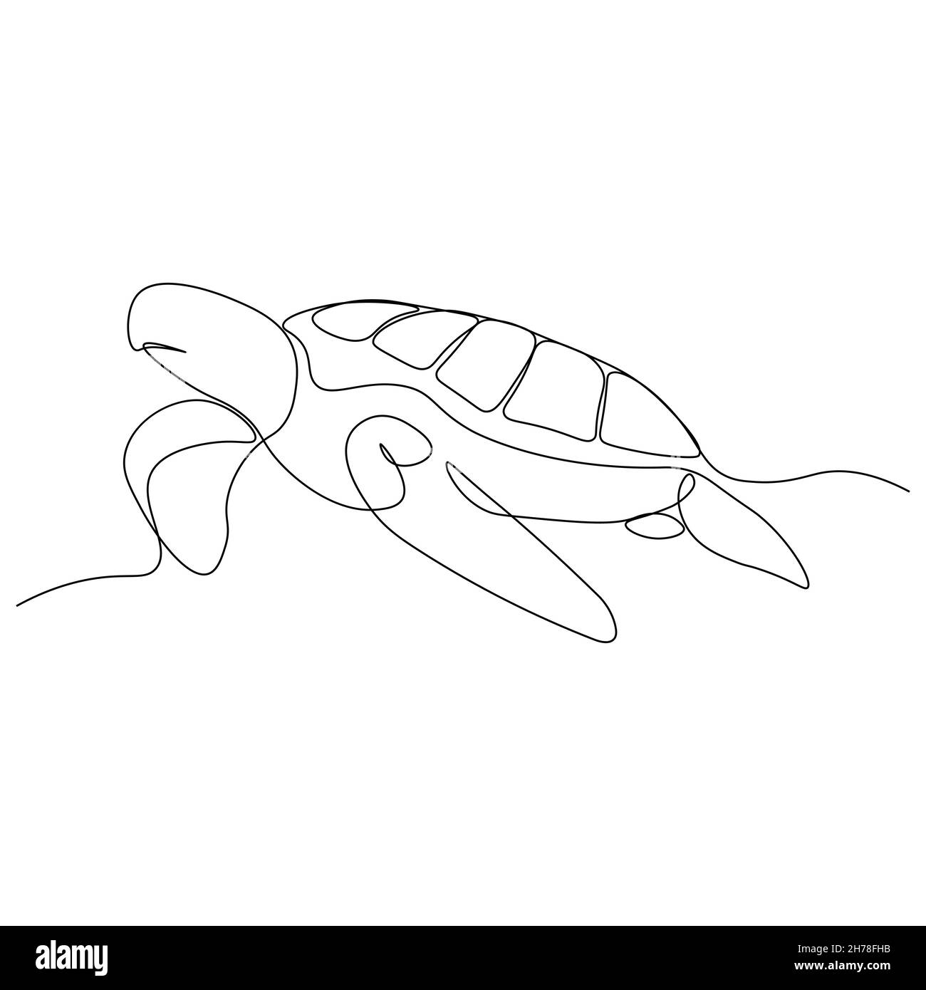 Eine einzeilige Zeichnung der großen Schildkröte für marine Firmenlogo Identität. Entzückende Kreatur Reptil Tier Maskottchen Konzept für die Erhaltung Stiftung. C Stock Vektor